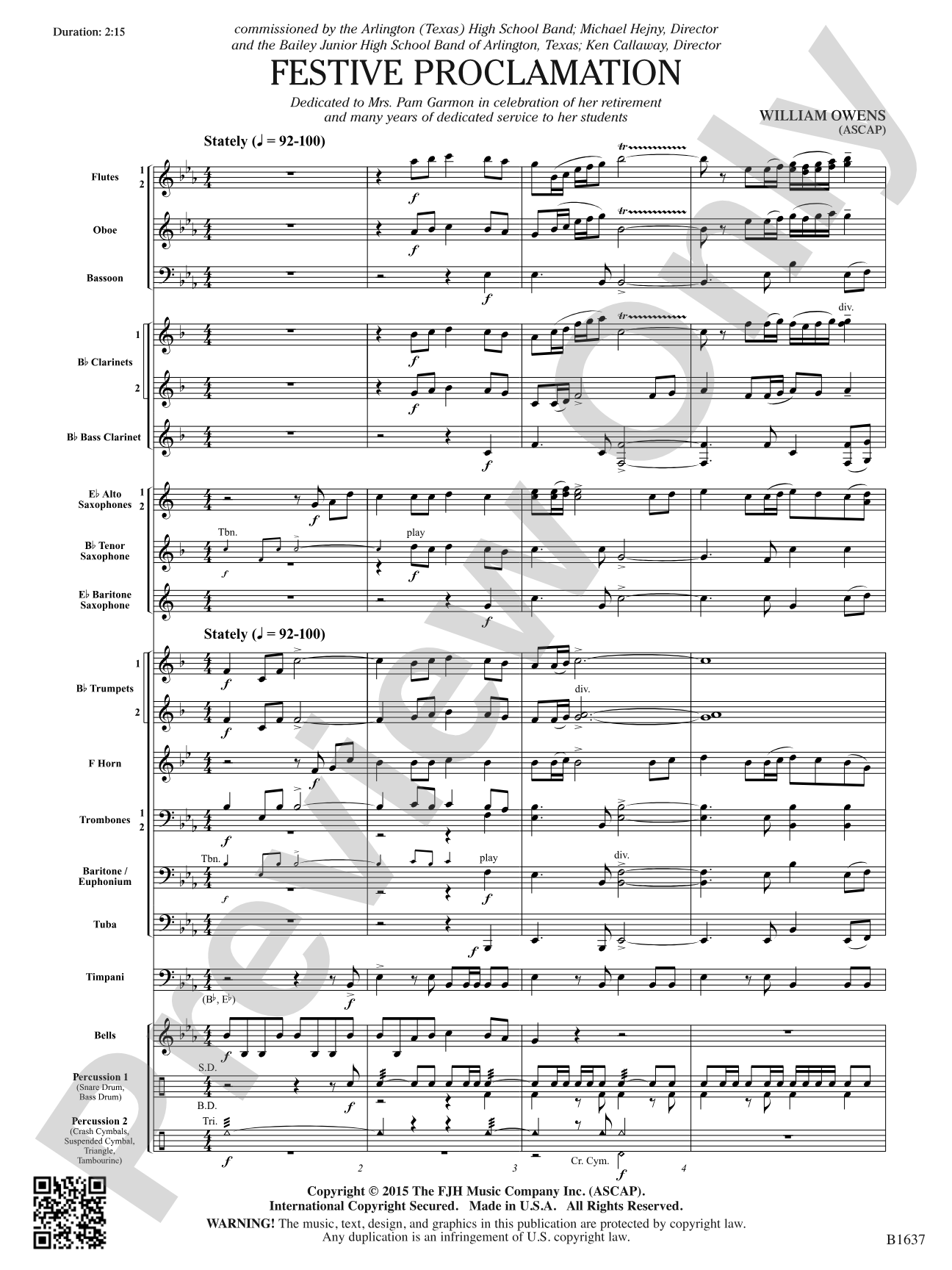 Festive Proclamation: Concert Band Conductor Score & Parts