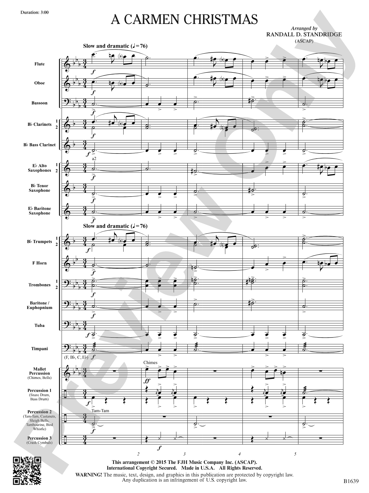 A Carmen Christmas: Concert Band Conductor Score & Parts