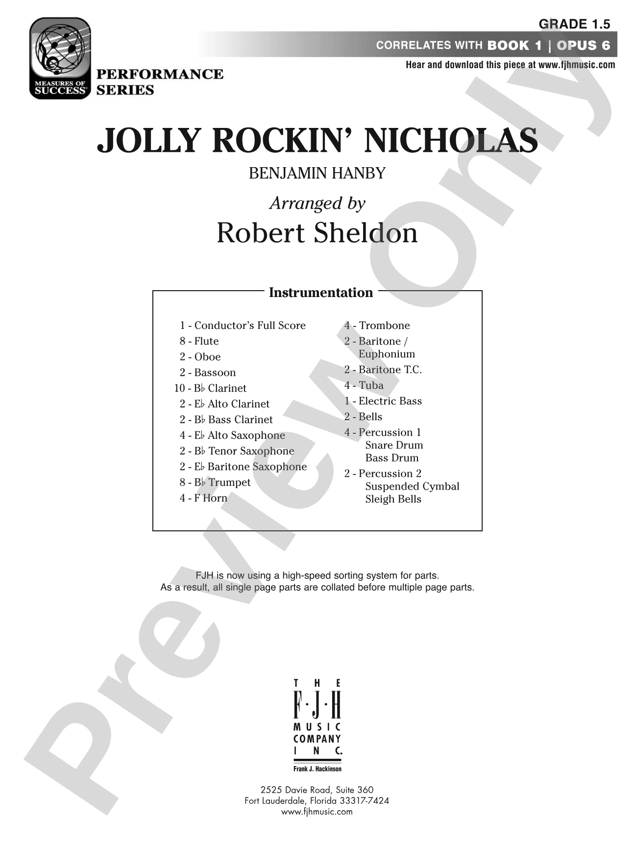 Jolly Rockin' Nicholas: Concert Band Conductor Score & Parts
