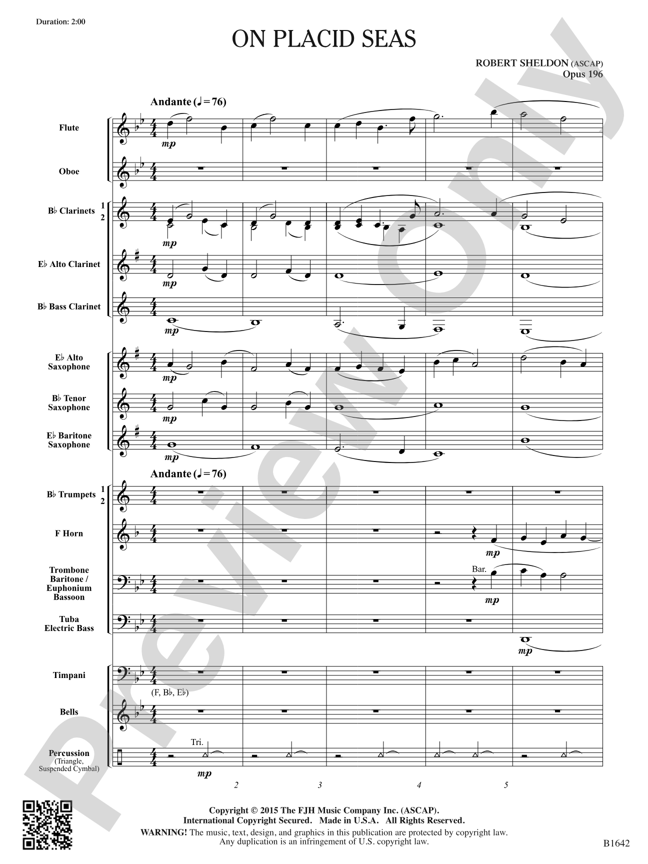 On Placid Seas: Concert Band Conductor Score & Parts