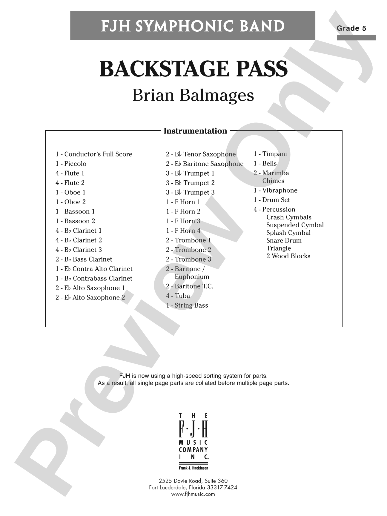 Backstage Pass: Concert Band Conductor Score & Parts
