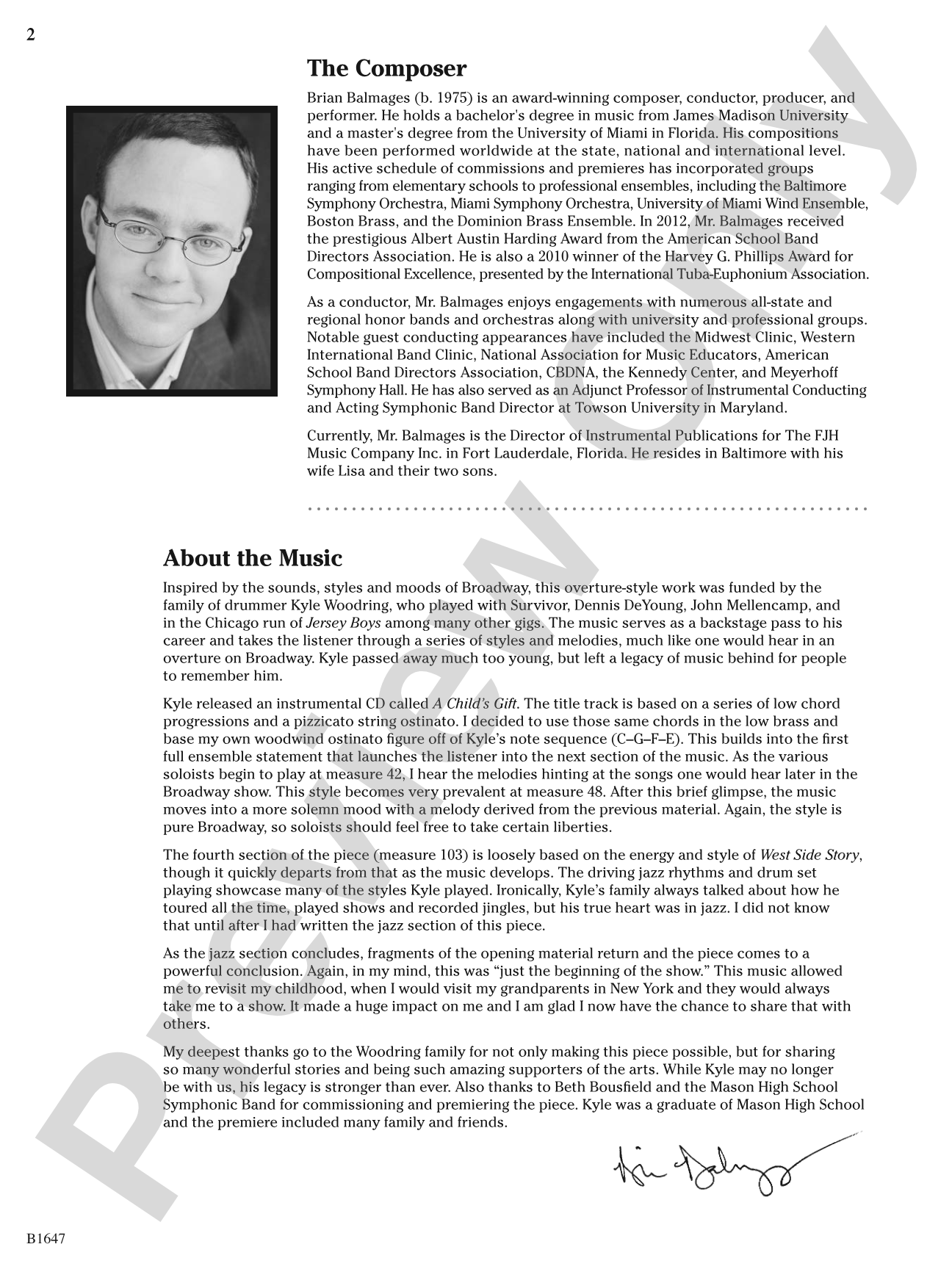 Backstage Pass: Concert Band Conductor Score & Parts