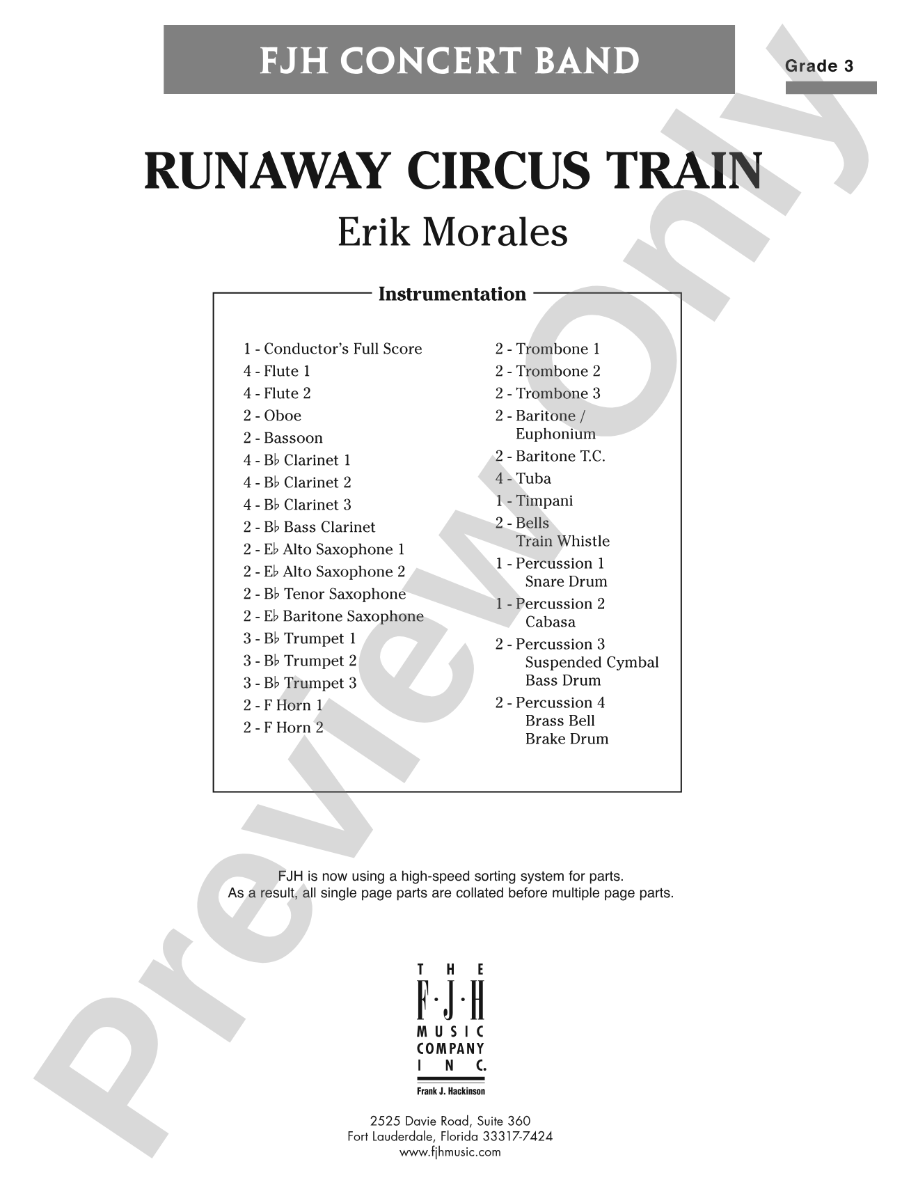 Runaway Circus Train: Concert Band Conductor Score & Parts