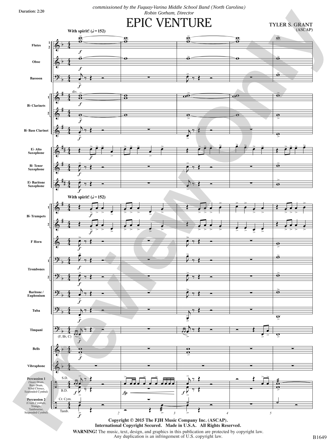 Epic Venture: Concert Band Conductor Score & Parts