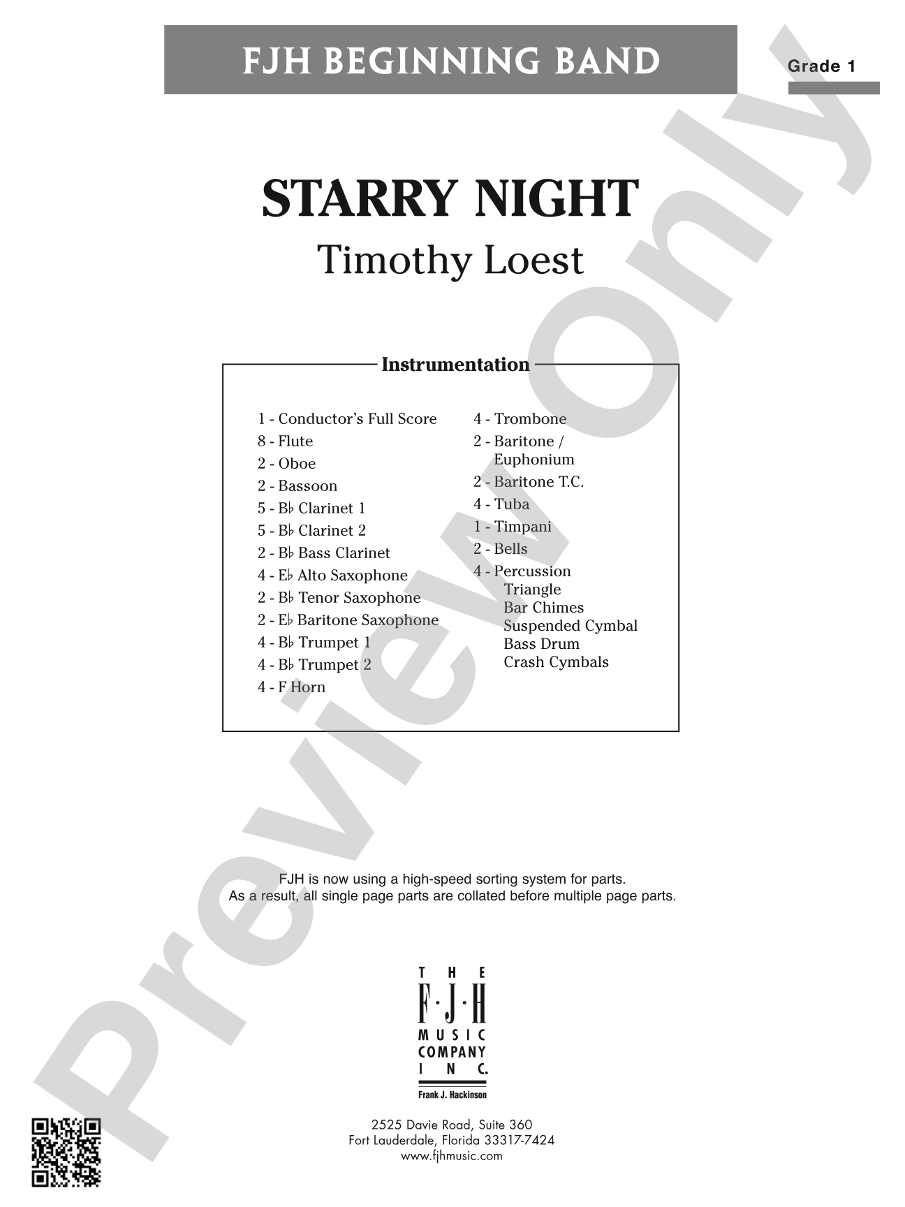 Starry Night: Concert Band Conductor Score & Parts