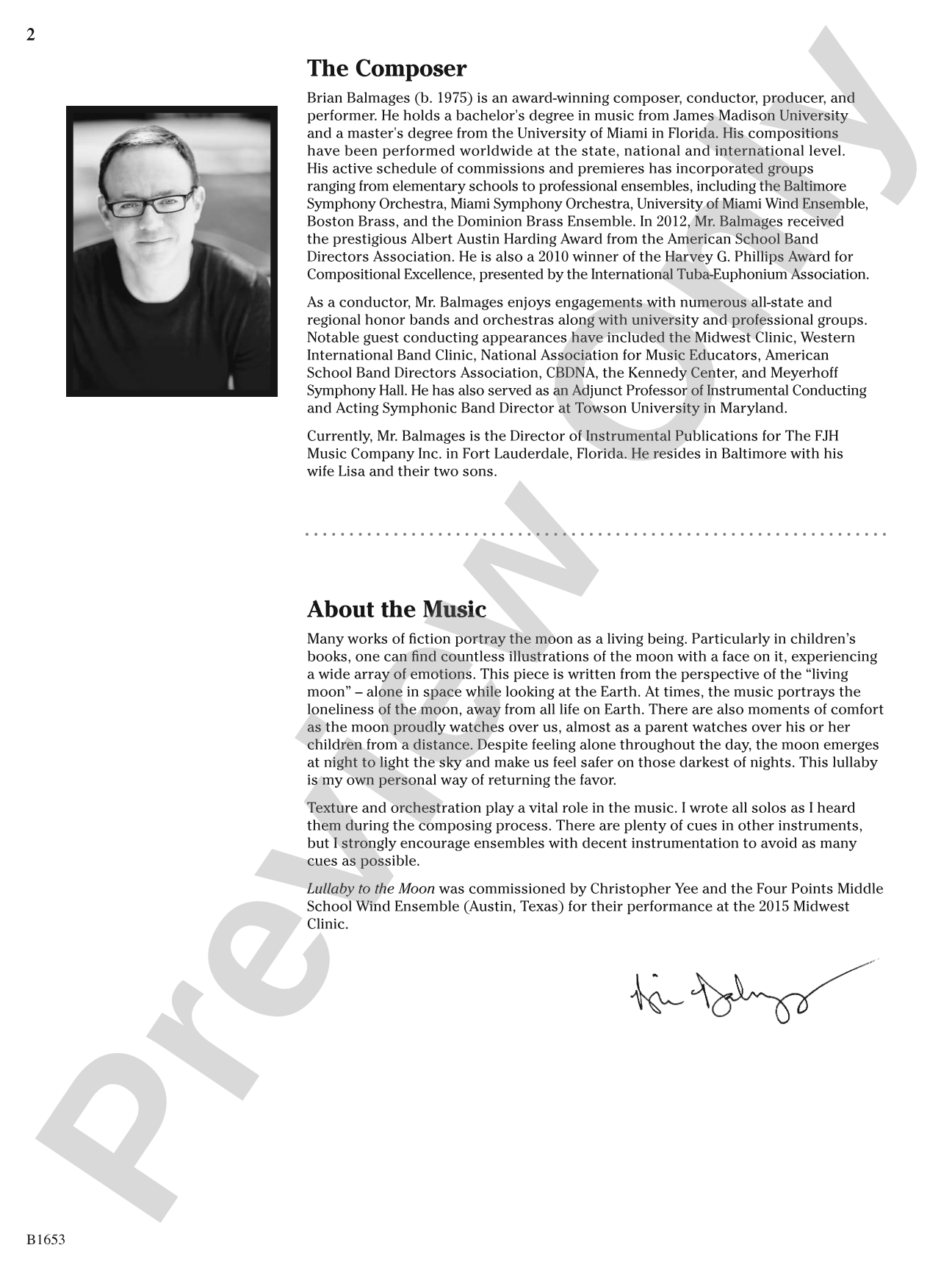 Lullaby to the Moon: Score