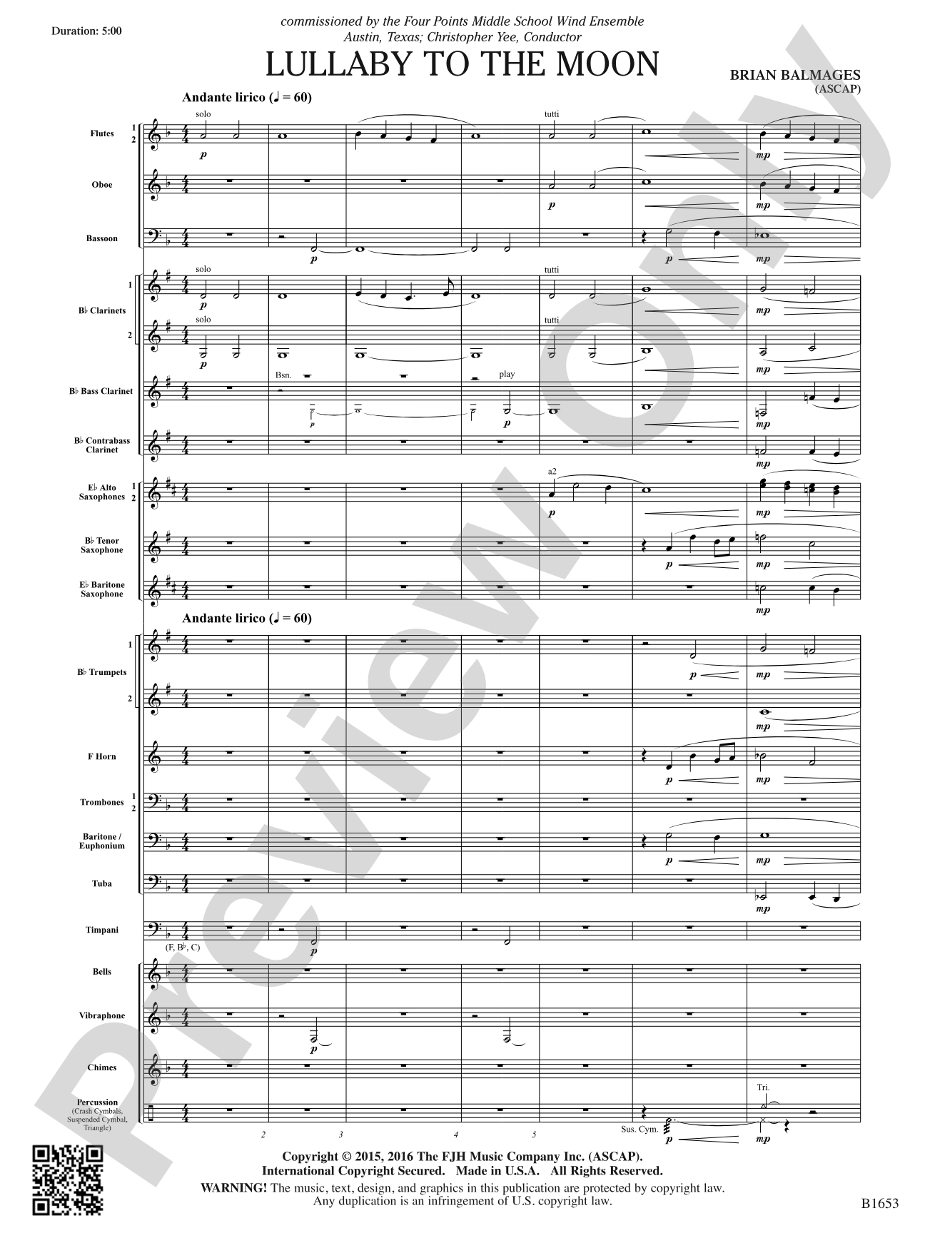 Lullaby to the Moon: Score