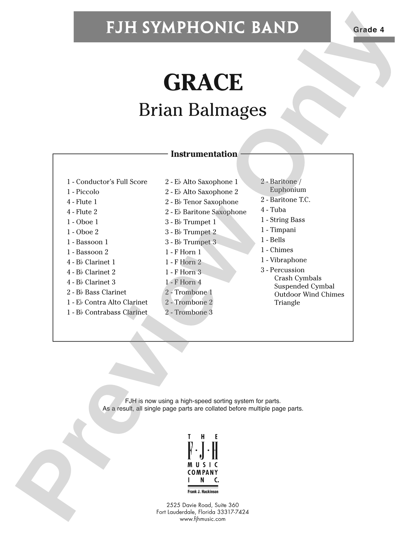Grace: Concert Band Conductor Score & Parts