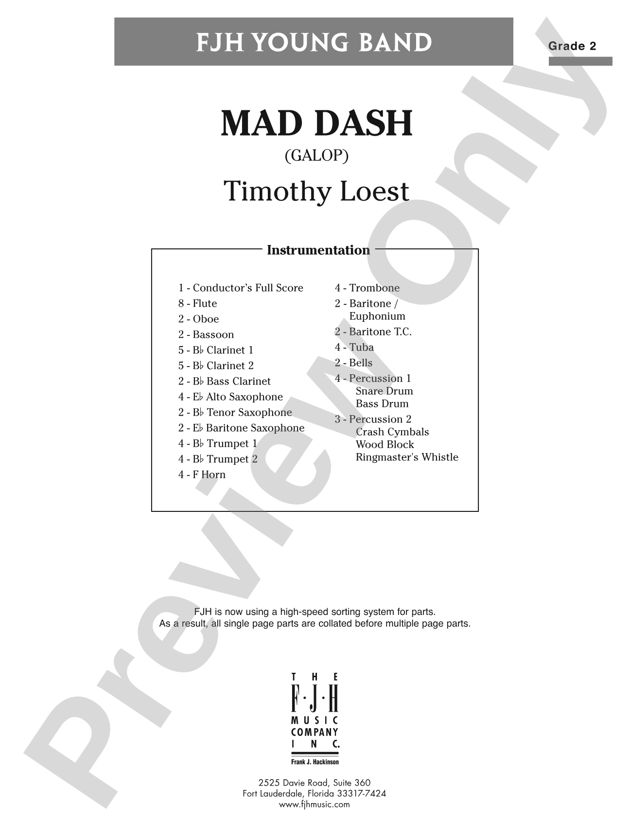 Mad Dash: Concert Band Conductor Score & Parts