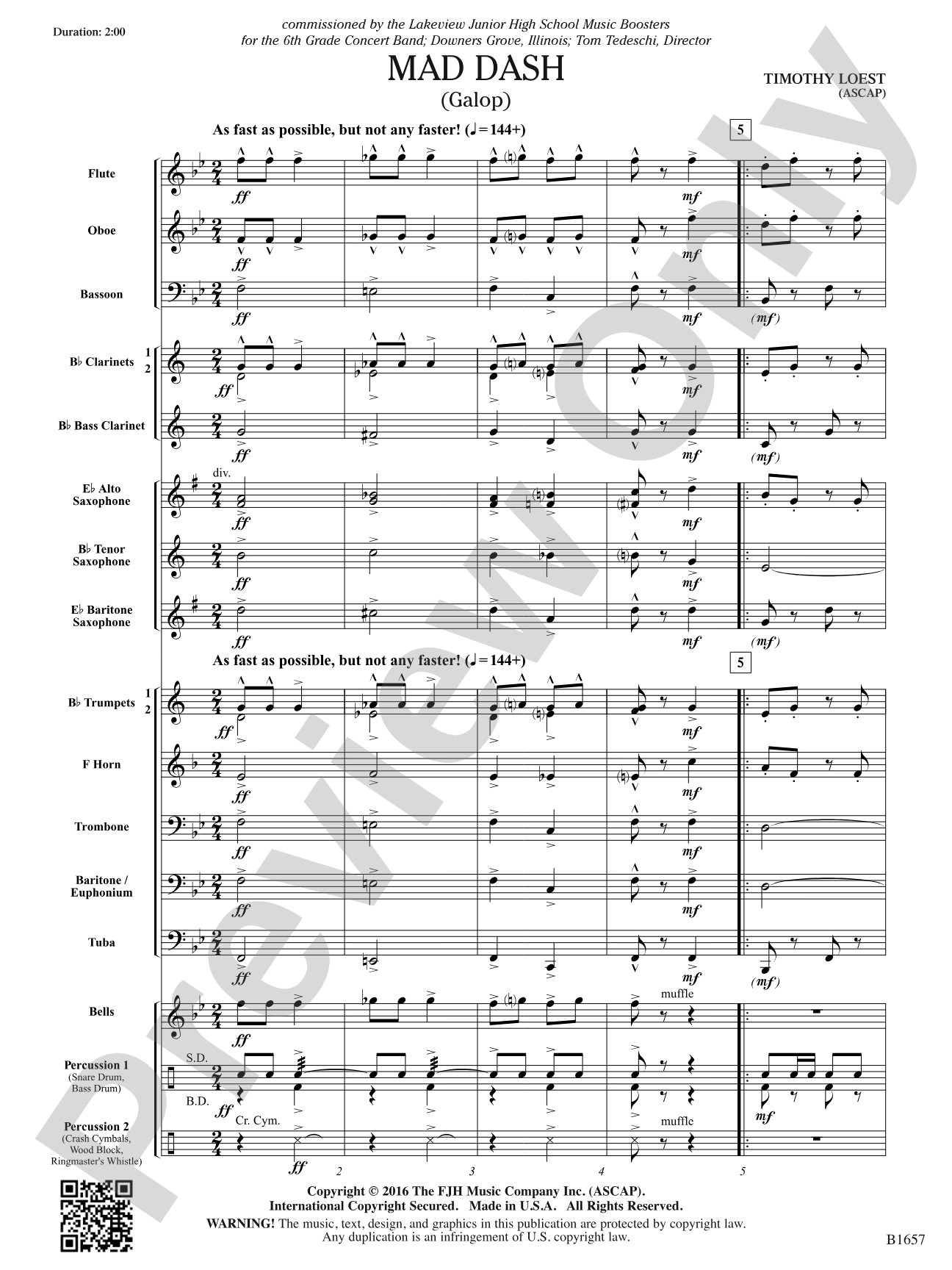 Mad Dash: Concert Band Conductor Score & Parts