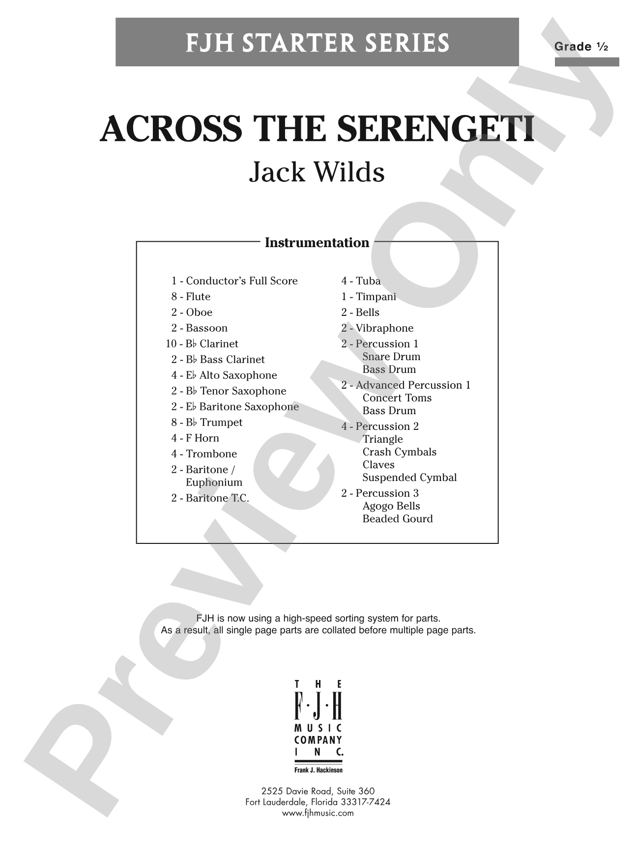 Across the Serengeti: Concert Band Conductor Score & Parts
