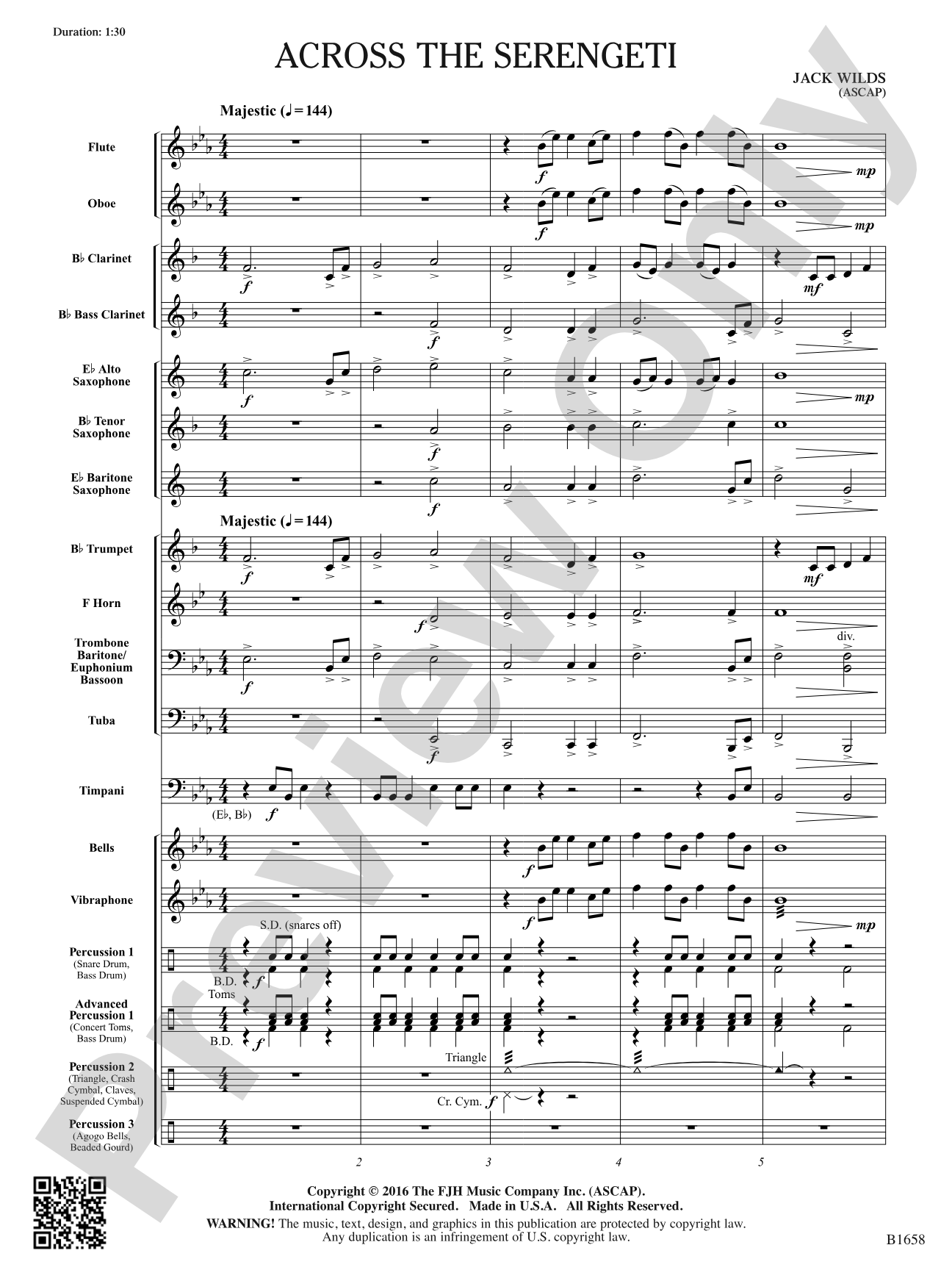 Across the Serengeti: Concert Band Conductor Score & Parts