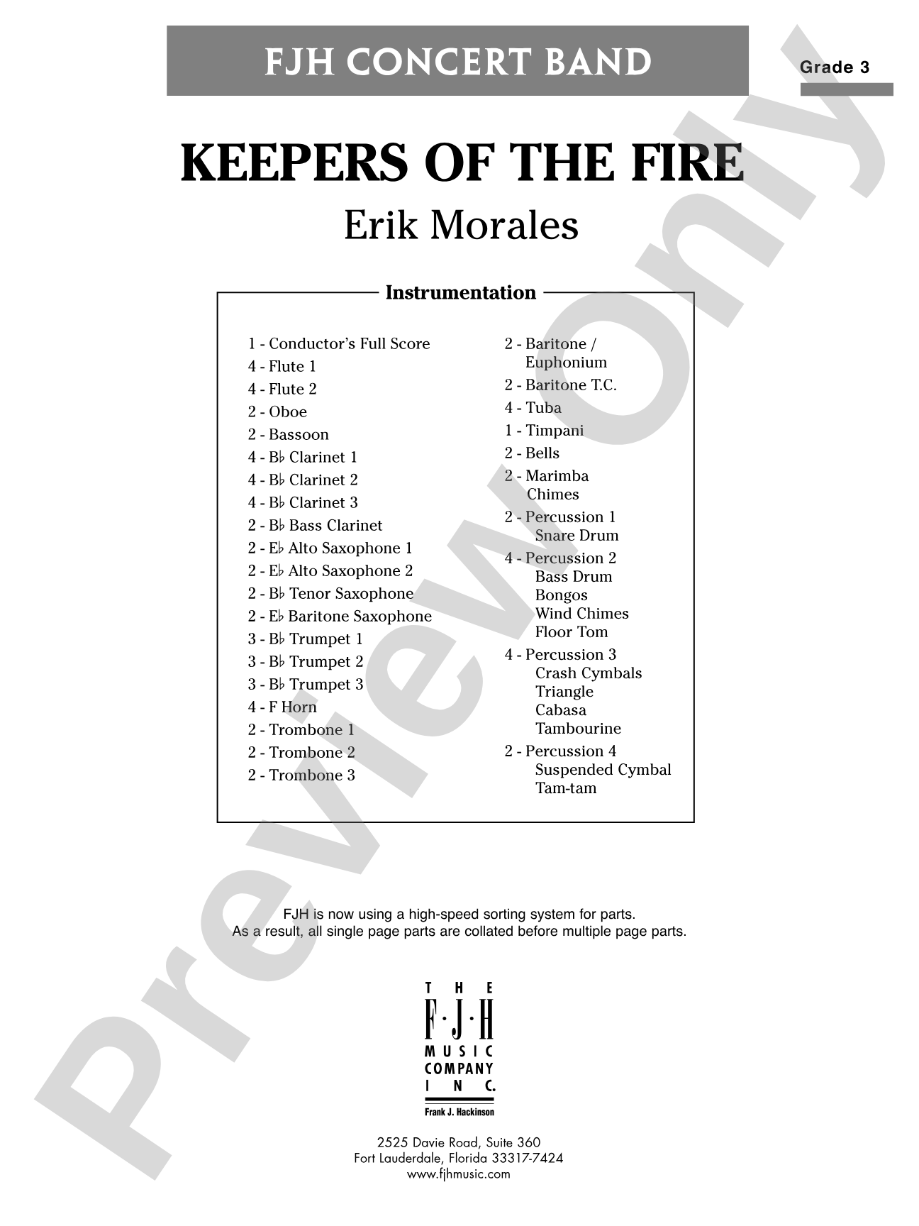 Keepers of the Fire: Concert Band Conductor Score & Parts