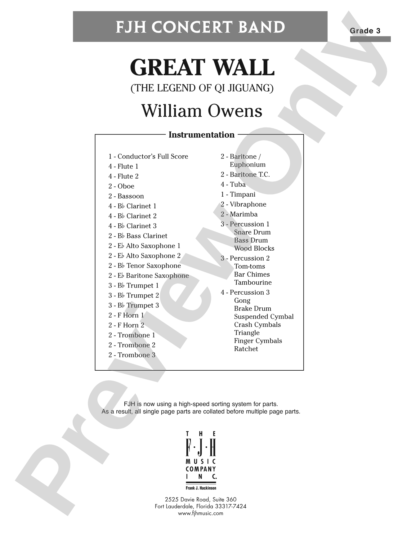 Great Wall: Concert Band Conductor Score & Parts