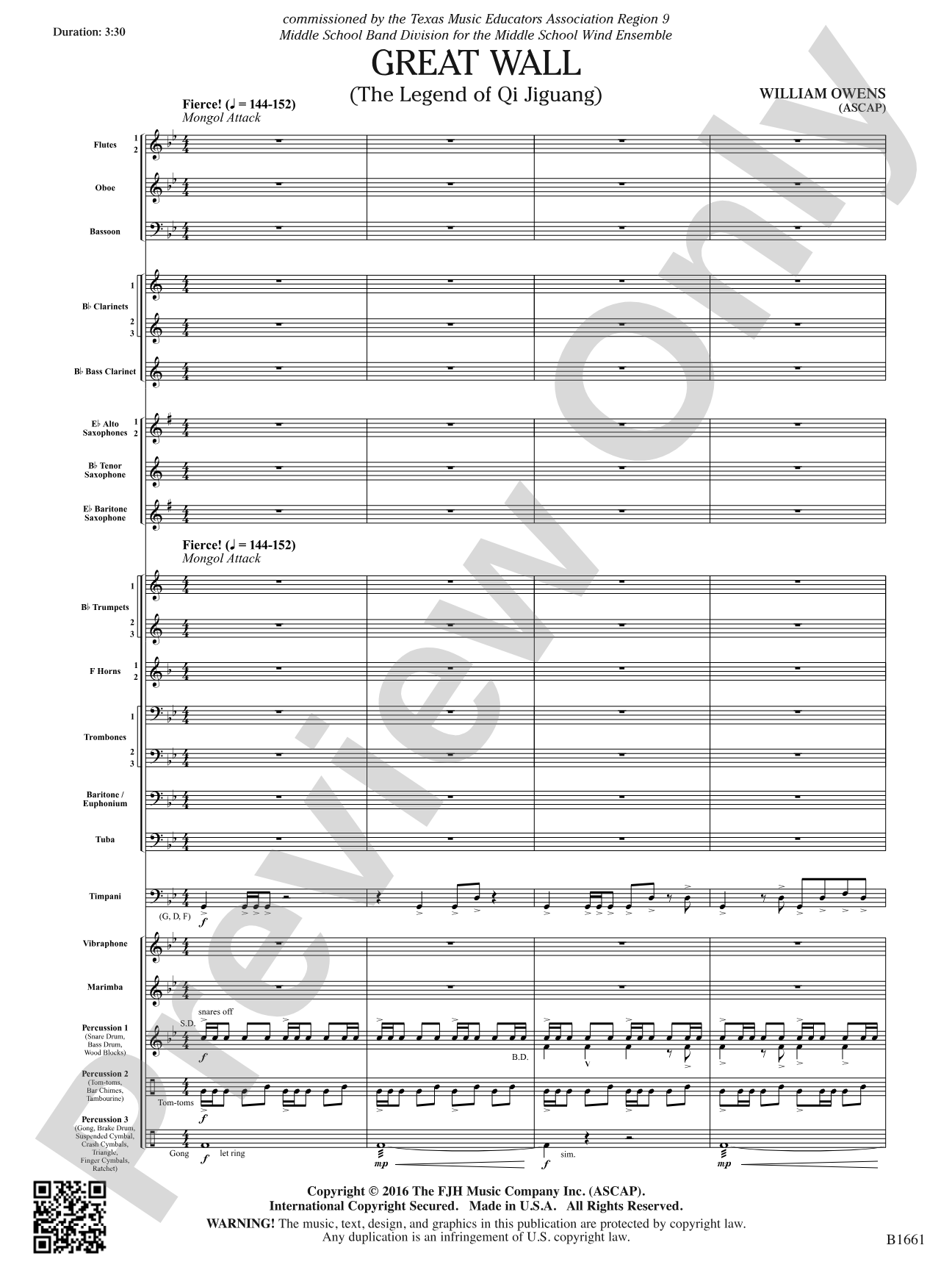 Great Wall: Concert Band Conductor Score & Parts
