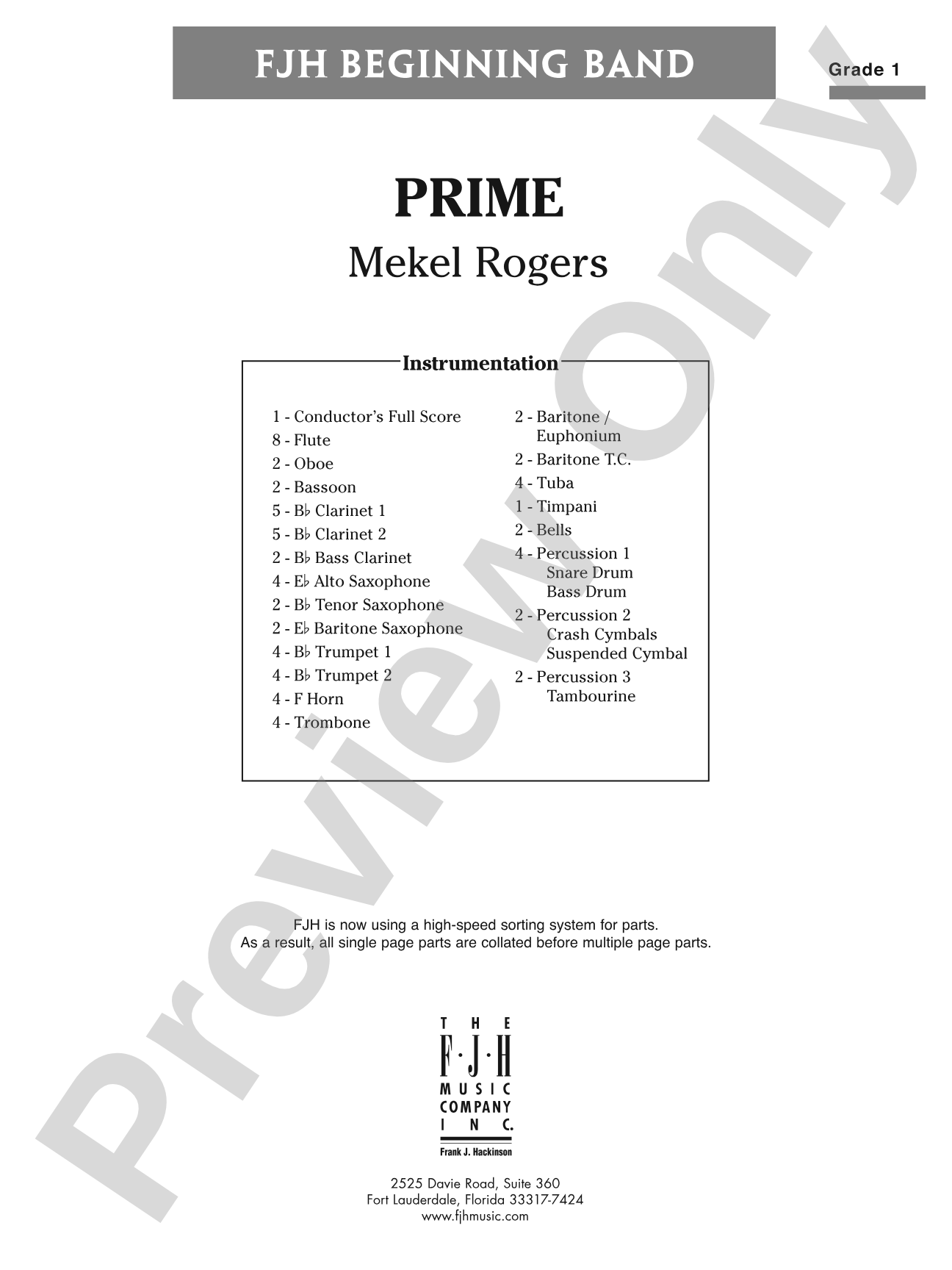 Prime: Concert Band Conductor Score & Parts