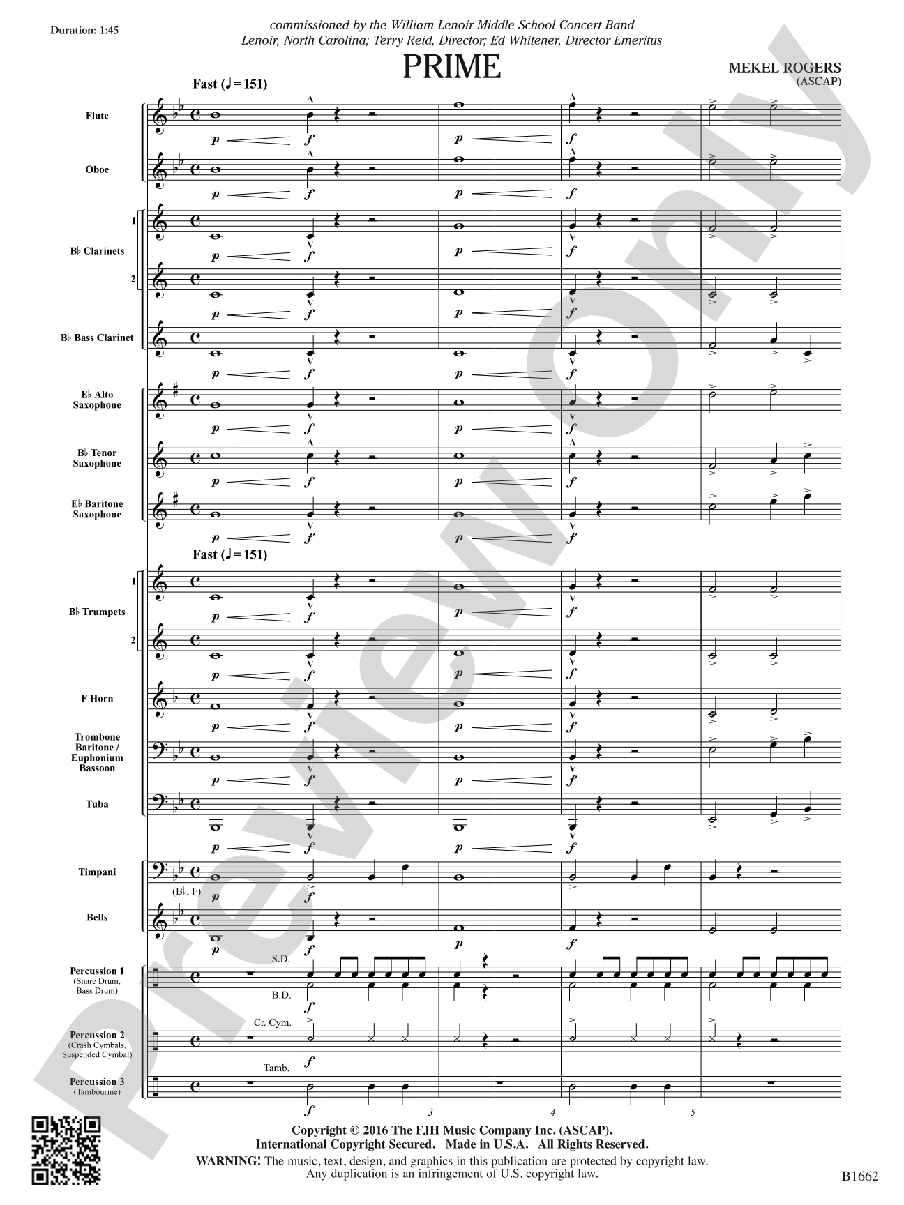Prime: Concert Band Conductor Score & Parts