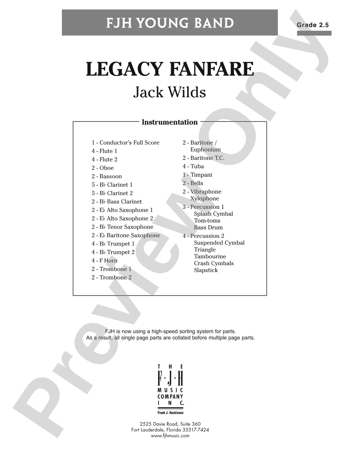 Legacy Fanfare: Concert Band Conductor Score & Parts
