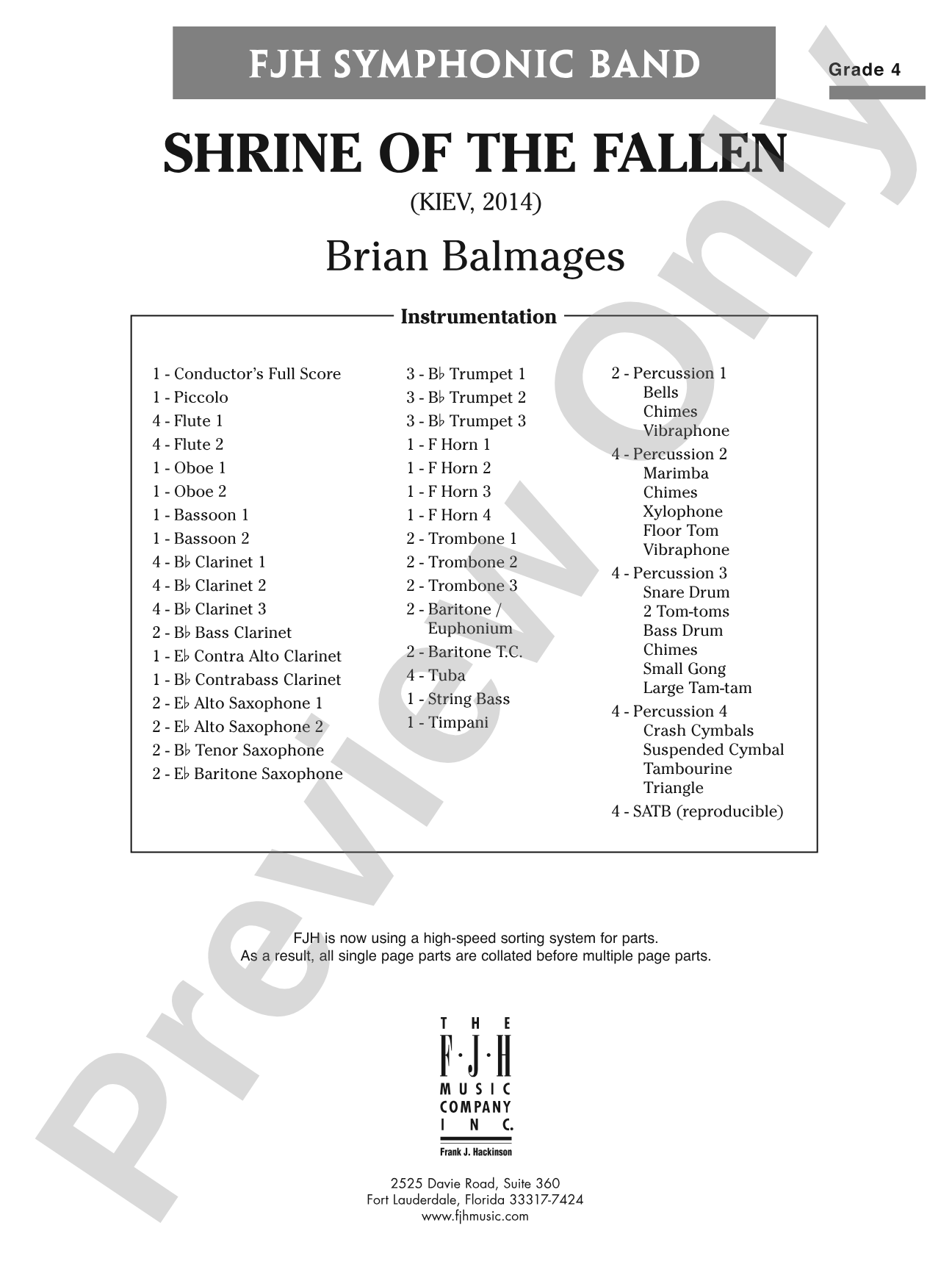 Shrine of the Fallen: Concert Band Conductor Score & Parts
