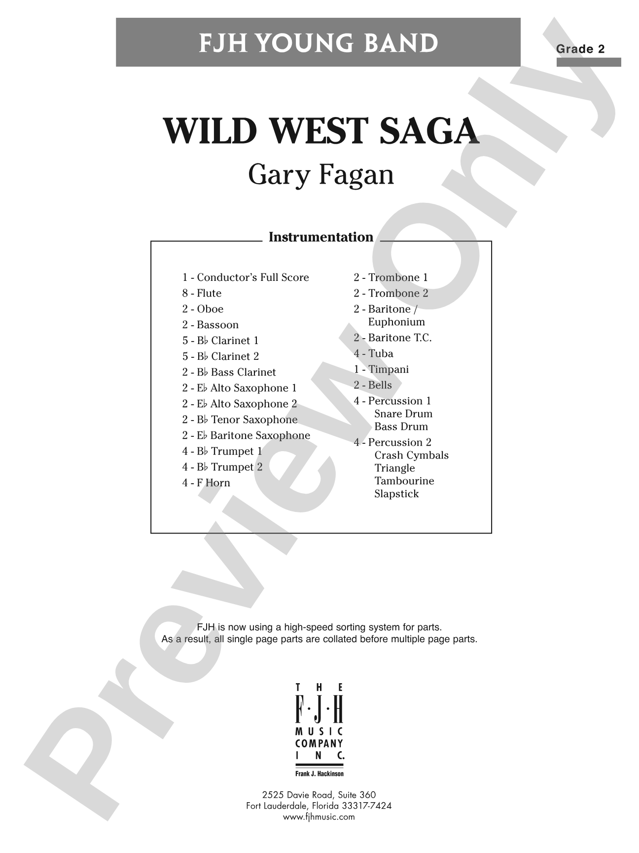 Wild West Saga: Concert Band Conductor Score & Parts