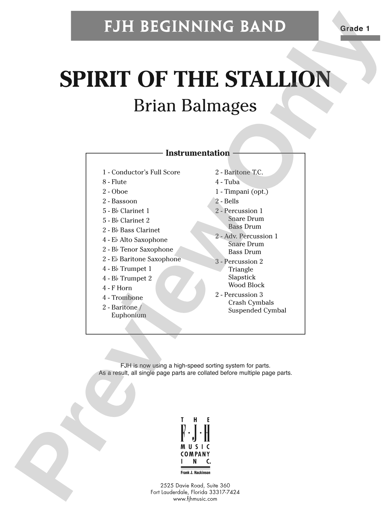 Spirit of the Stallion: Concert Band Conductor Score & Parts