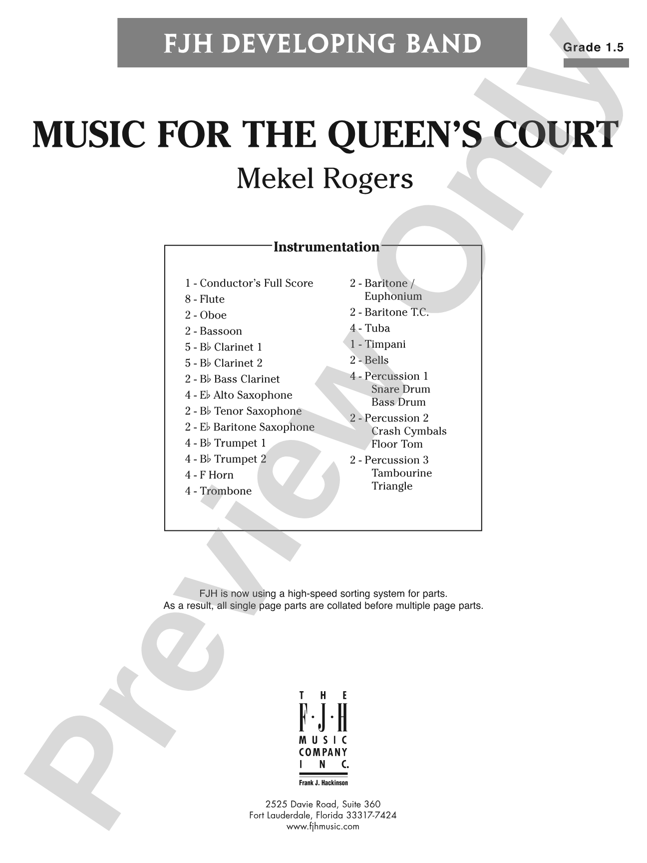 Music for the Queen's Court: Concert Band Conductor Score & Parts