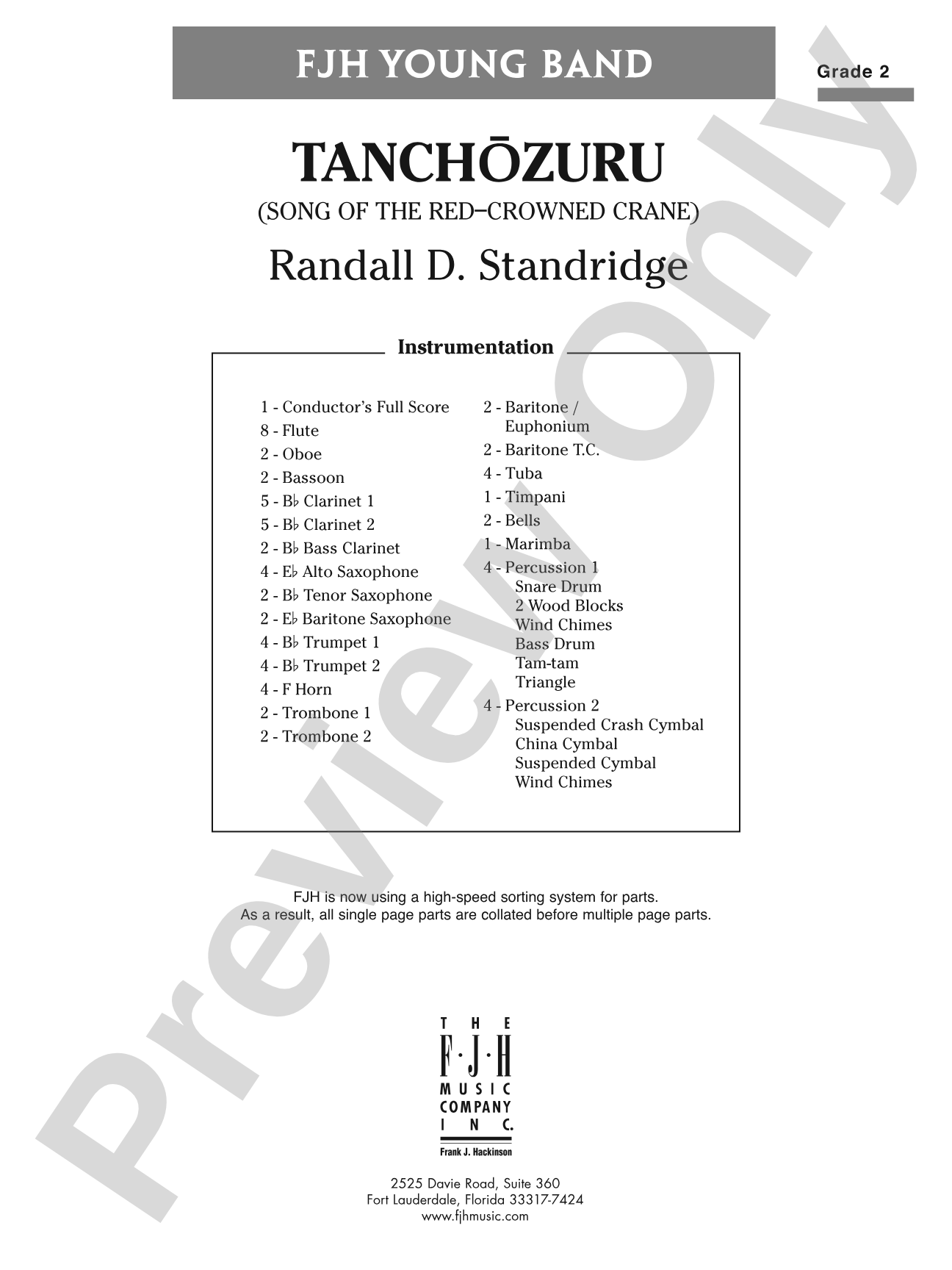 Tanchozuru: Concert Band Conductor Score & Parts