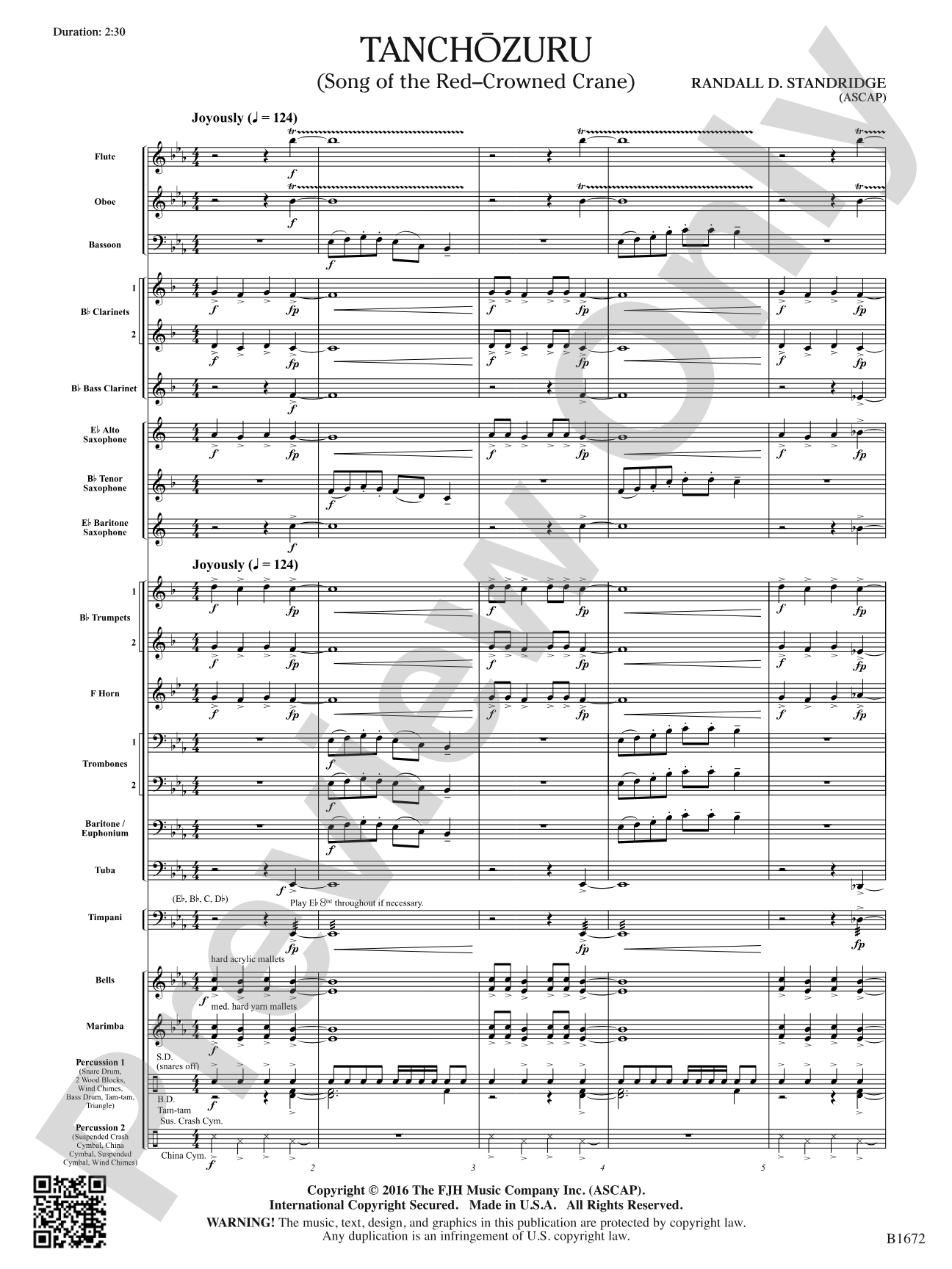 Tanchozuru: Concert Band Conductor Score & Parts
