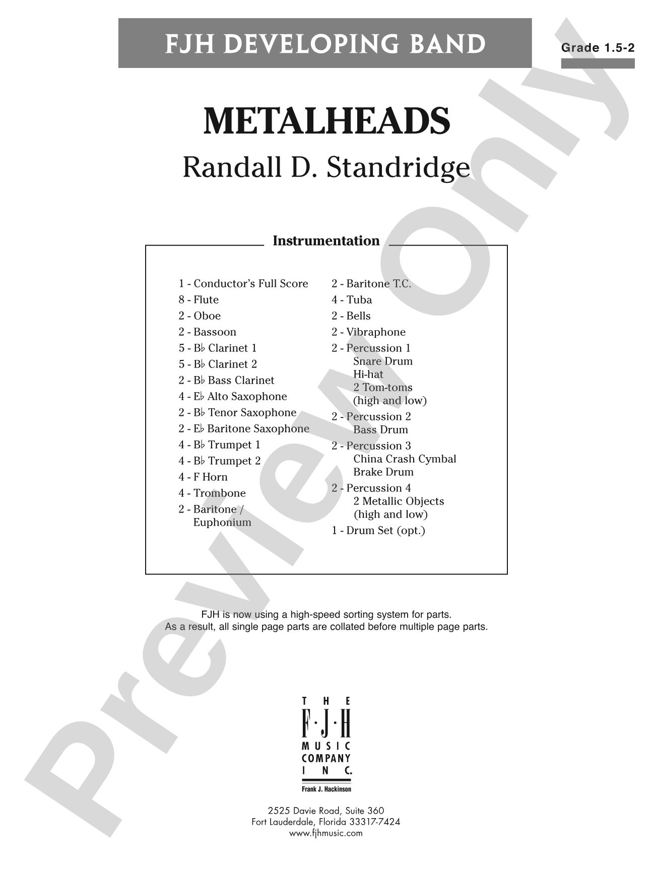 Metalheads: Concert Band Conductor Score & Parts