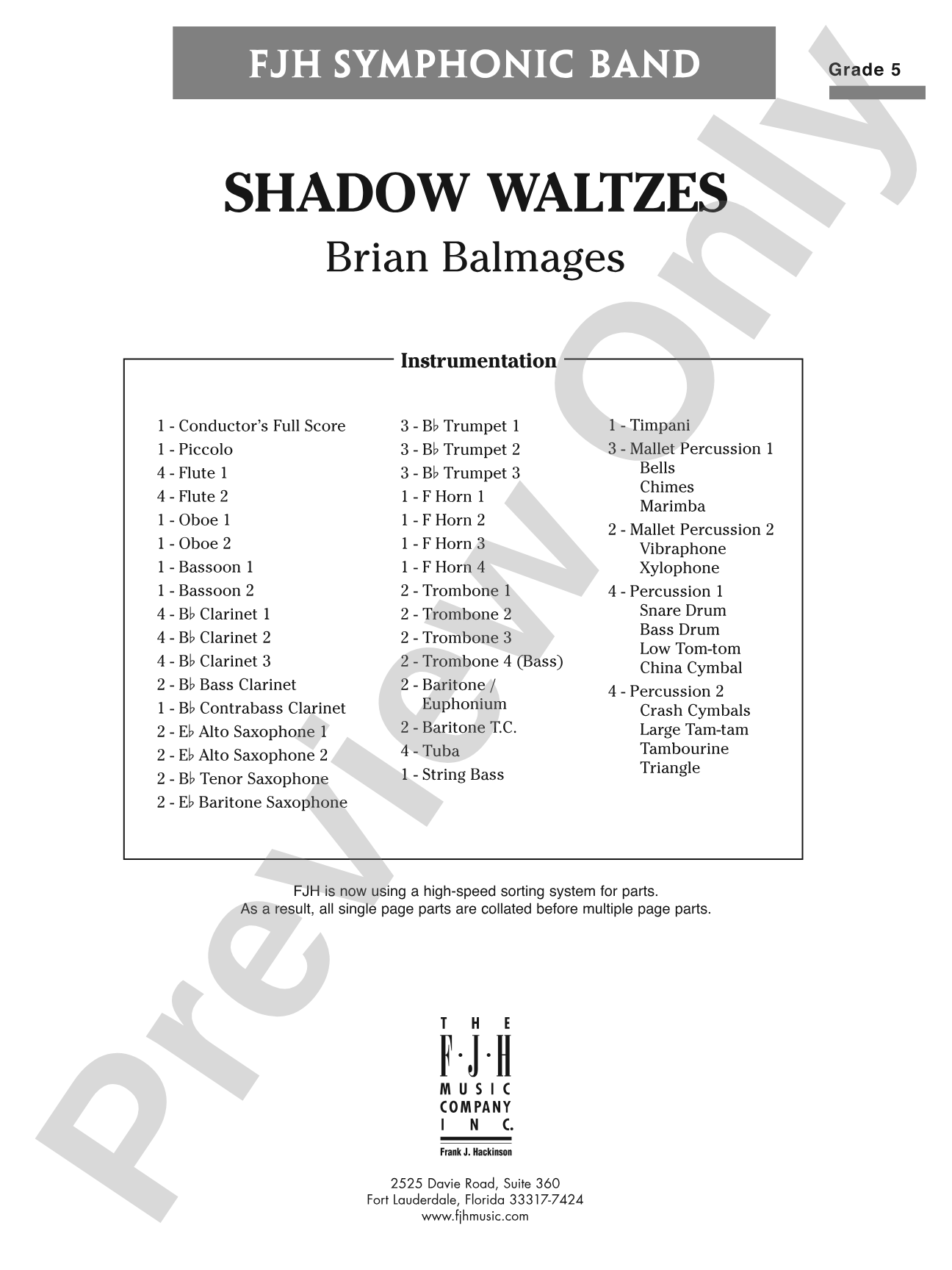 Shadow Waltzes: Concert Band Conductor Score & Parts