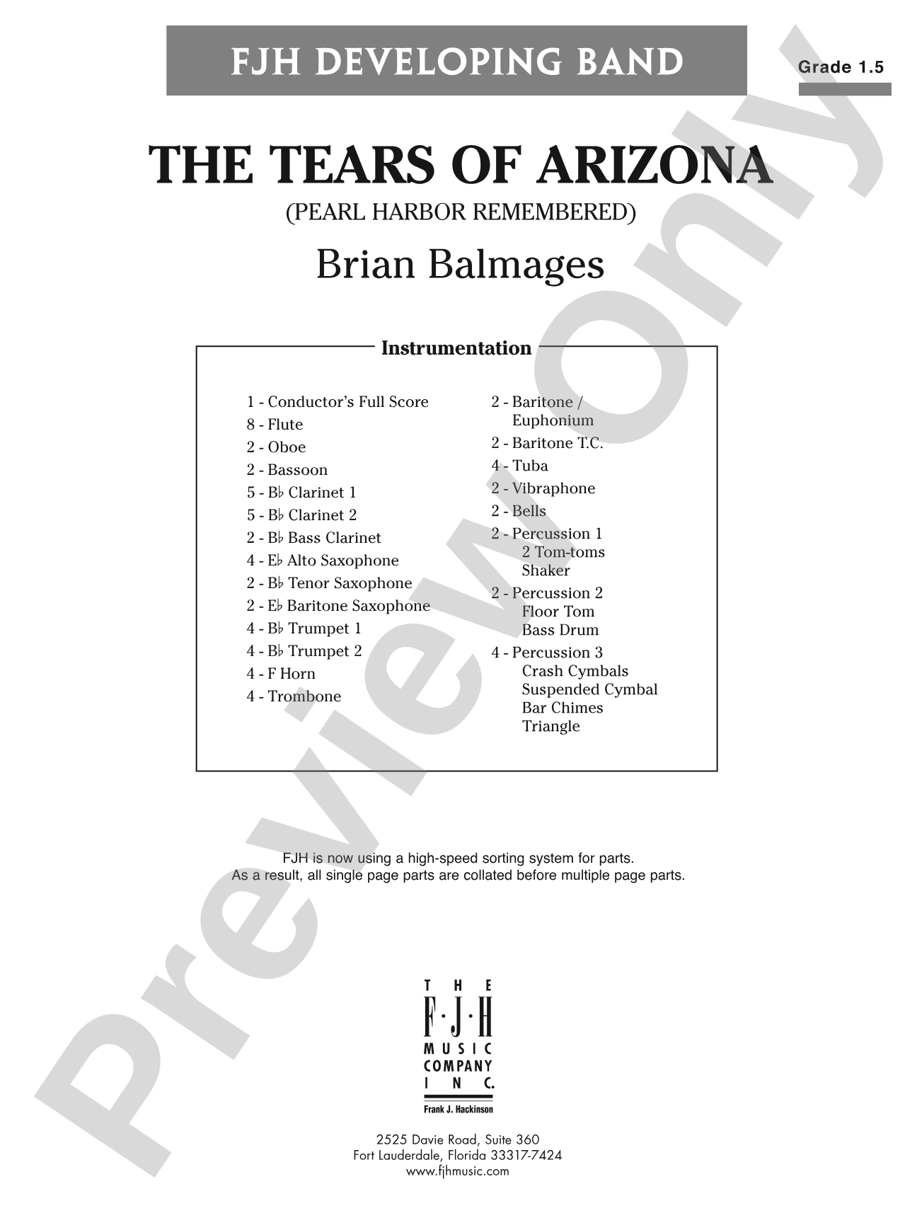 The Tears of Arizona: Concert Band Conductor Score & Parts