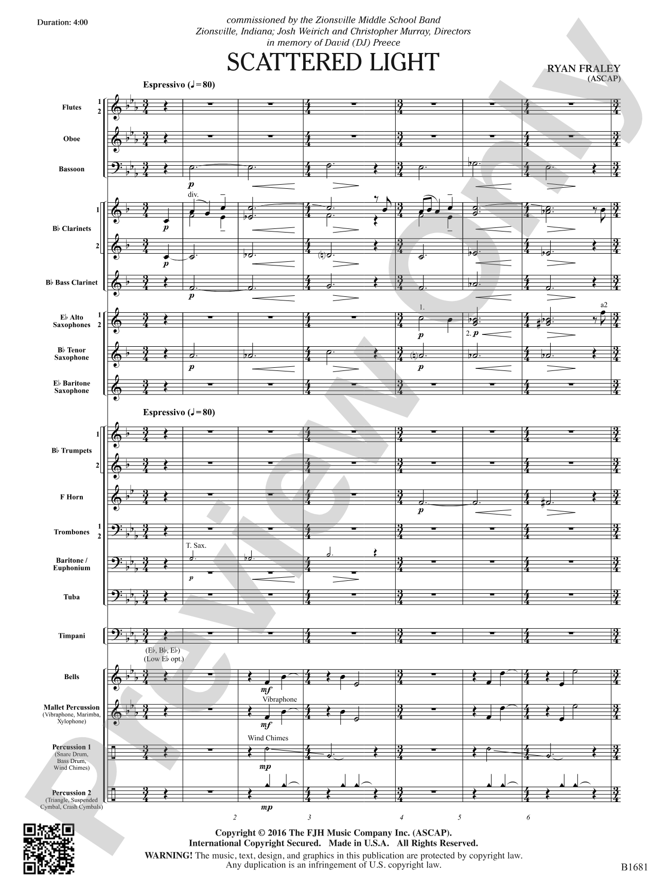 Scattered Light: Concert Band Conductor Score & Parts