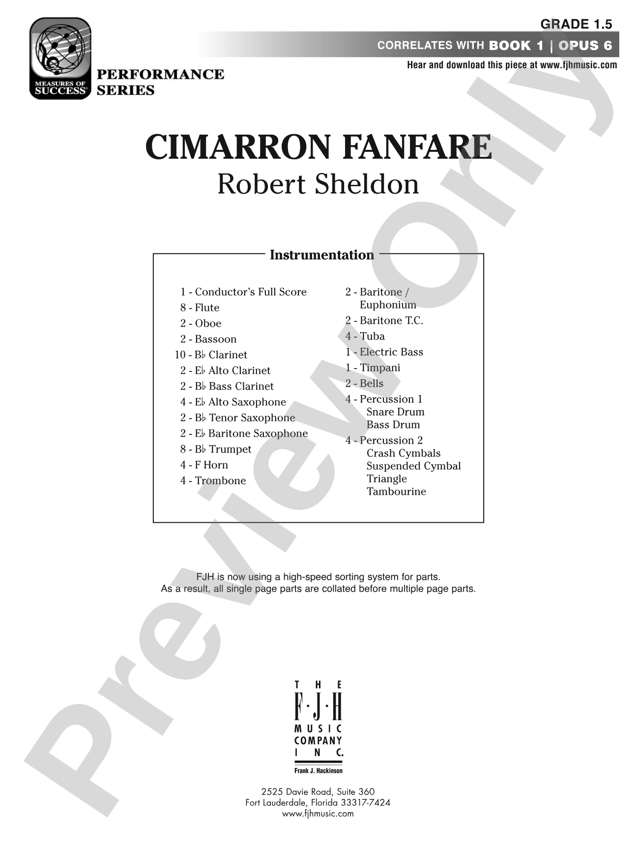 Cimarron Fanfare: Concert Band Conductor Score & Parts