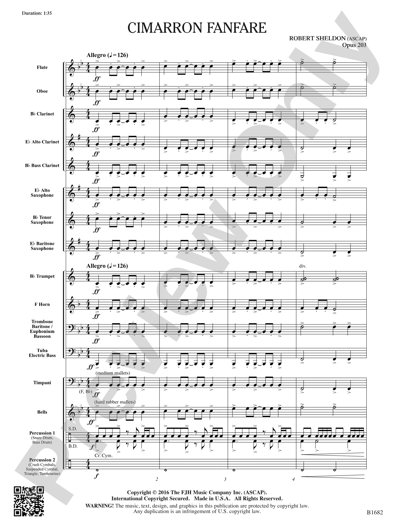 Cimarron Fanfare: Concert Band Conductor Score & Parts