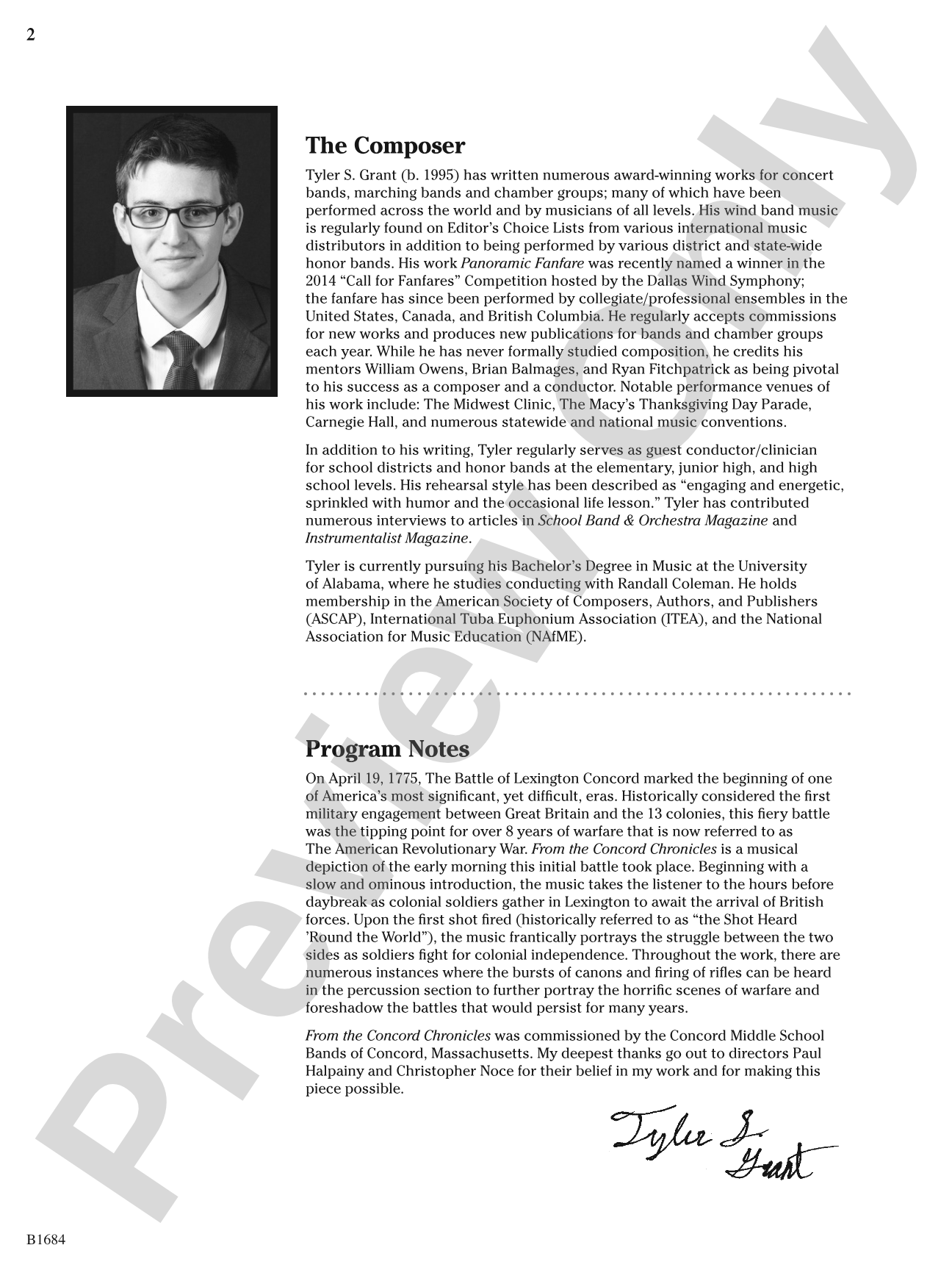From the Concord Chronicles: Concert Band Conductor Score & Parts