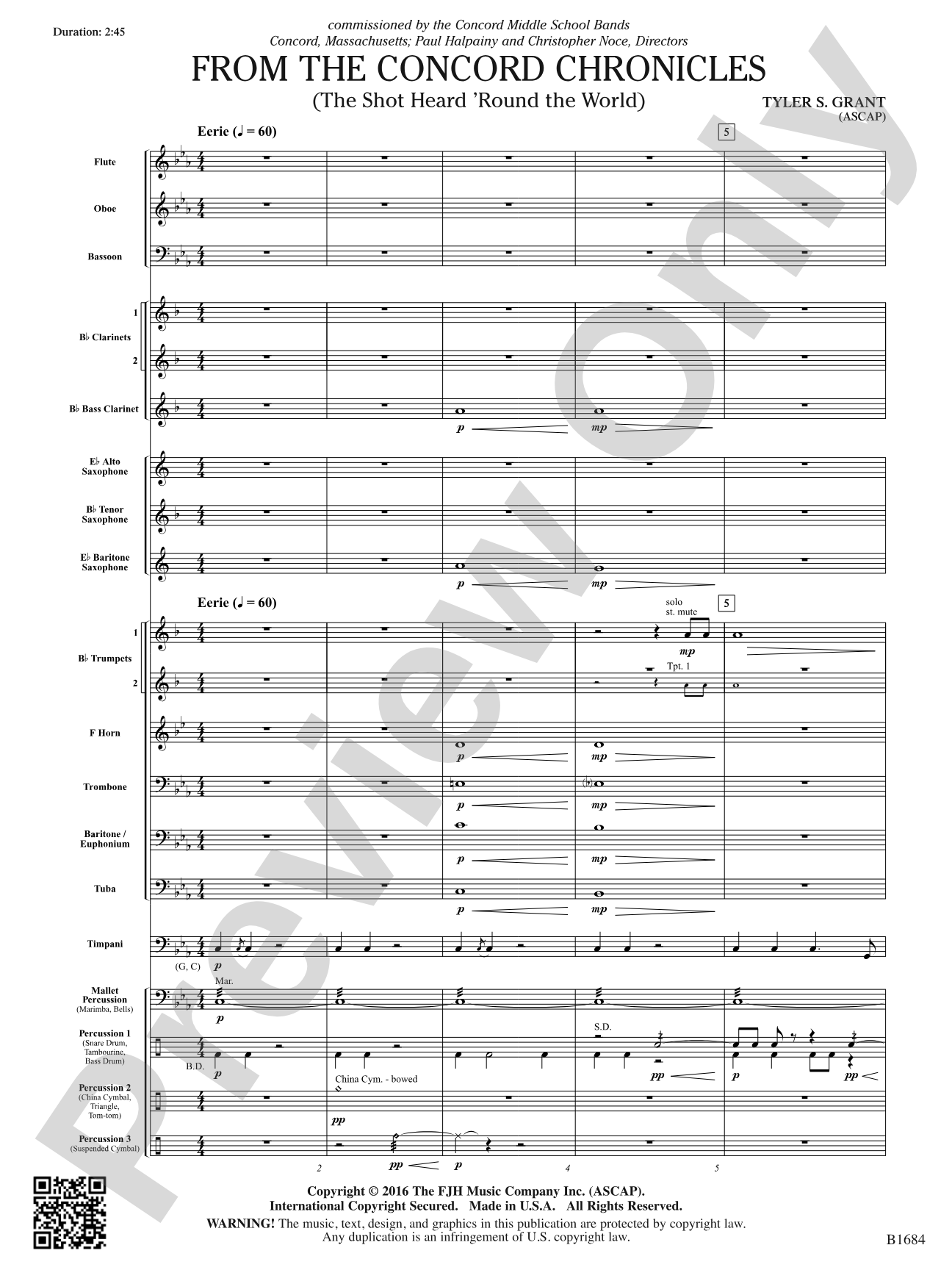 From the Concord Chronicles: Concert Band Conductor Score & Parts
