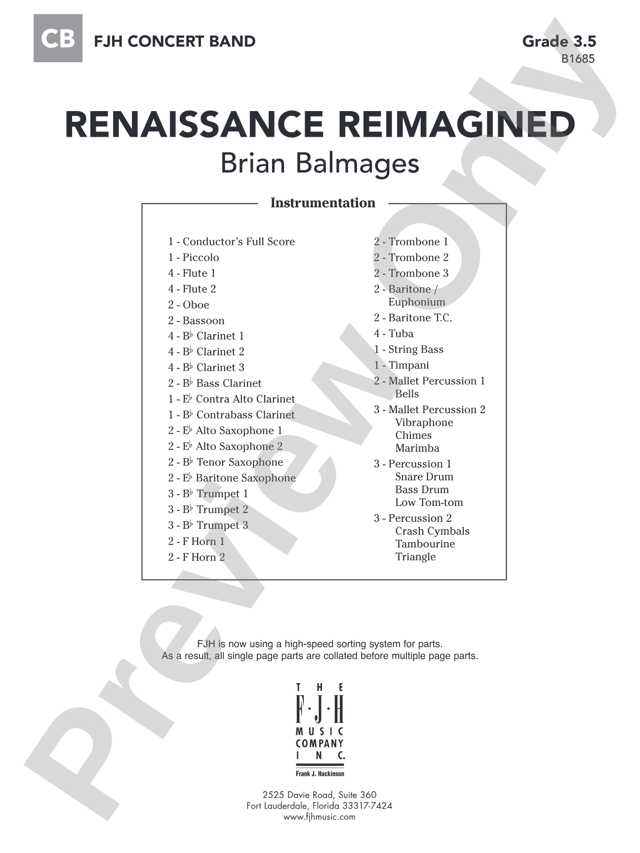 Renaissance Reimagined: Concert Band Conductor Score & Parts
