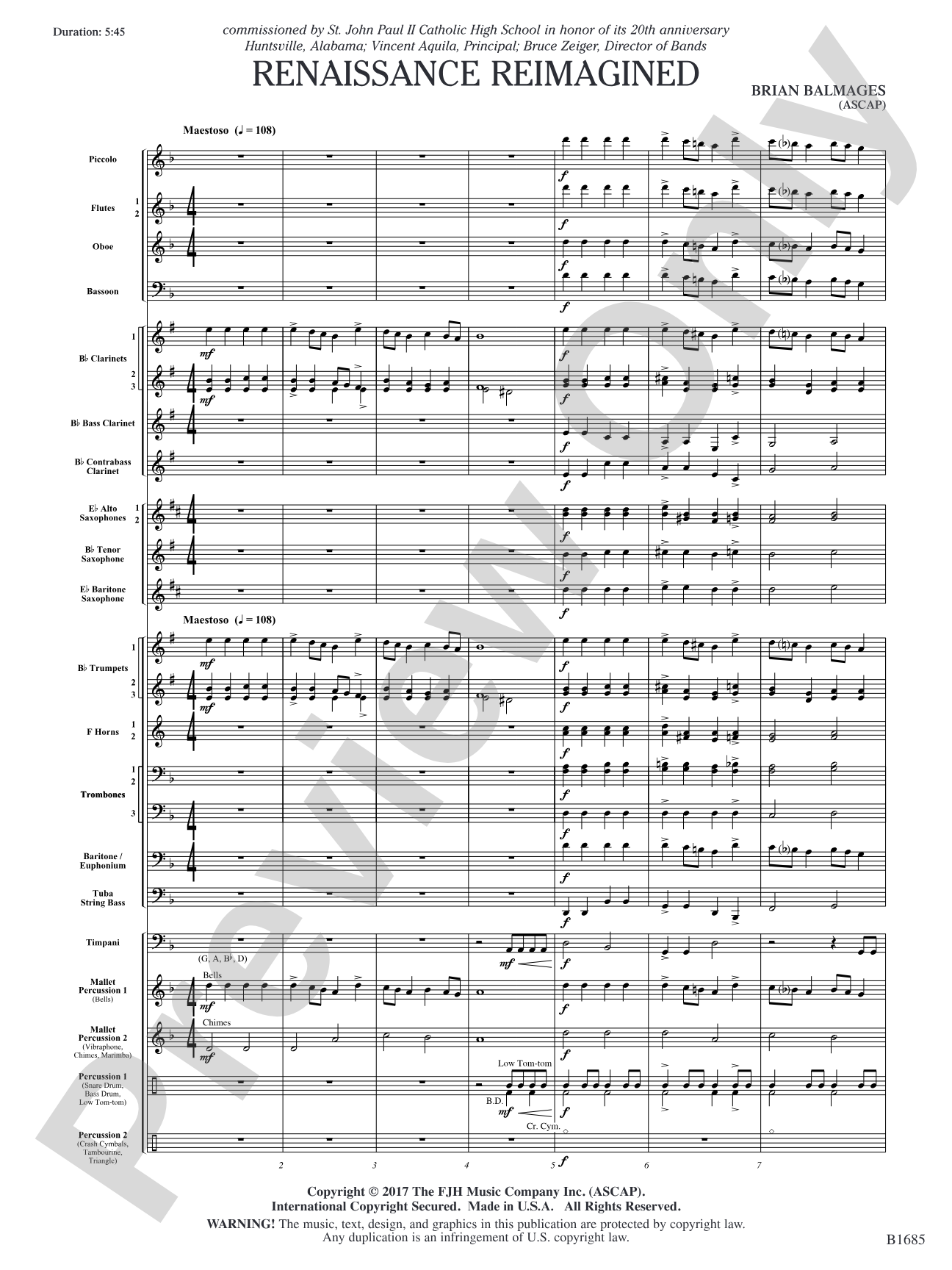 Renaissance Reimagined: Concert Band Conductor Score & Parts