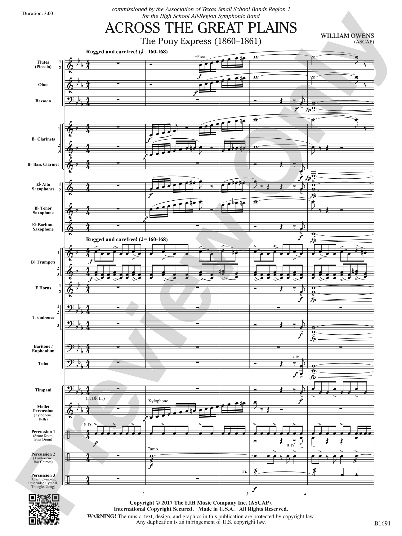 Across The Great Plains: Concert Band Conductor Score & Parts