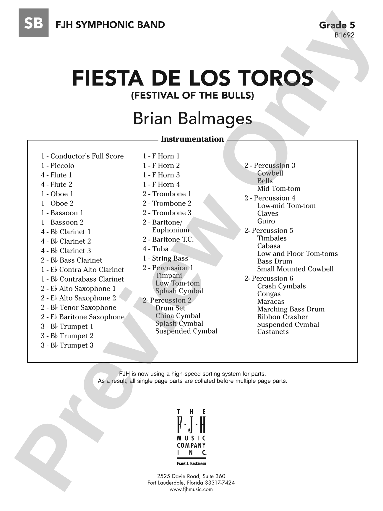 Fiesta de los Toros: Concert Band Conductor Score & Parts