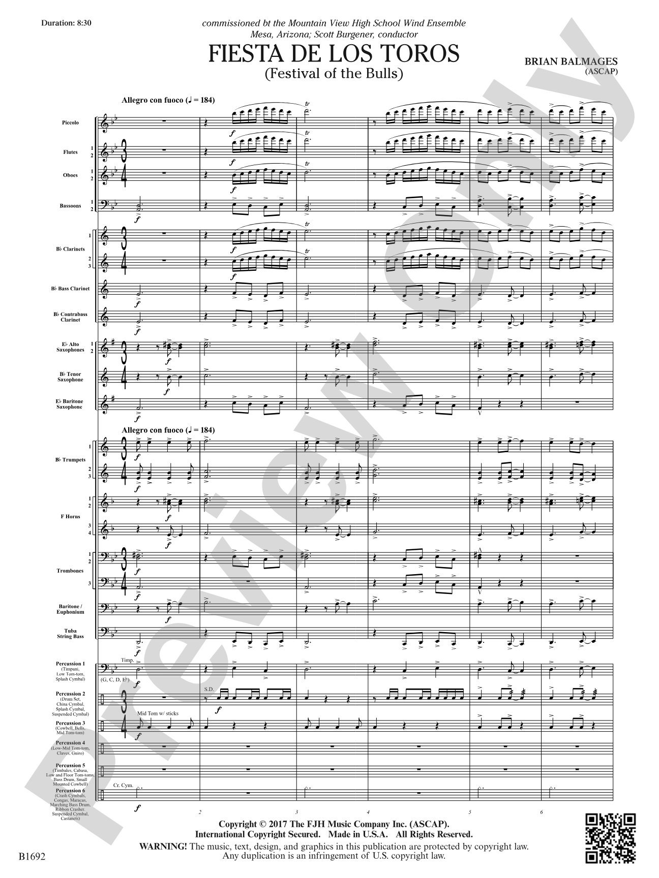 Fiesta de los Toros: Concert Band Conductor Score & Parts