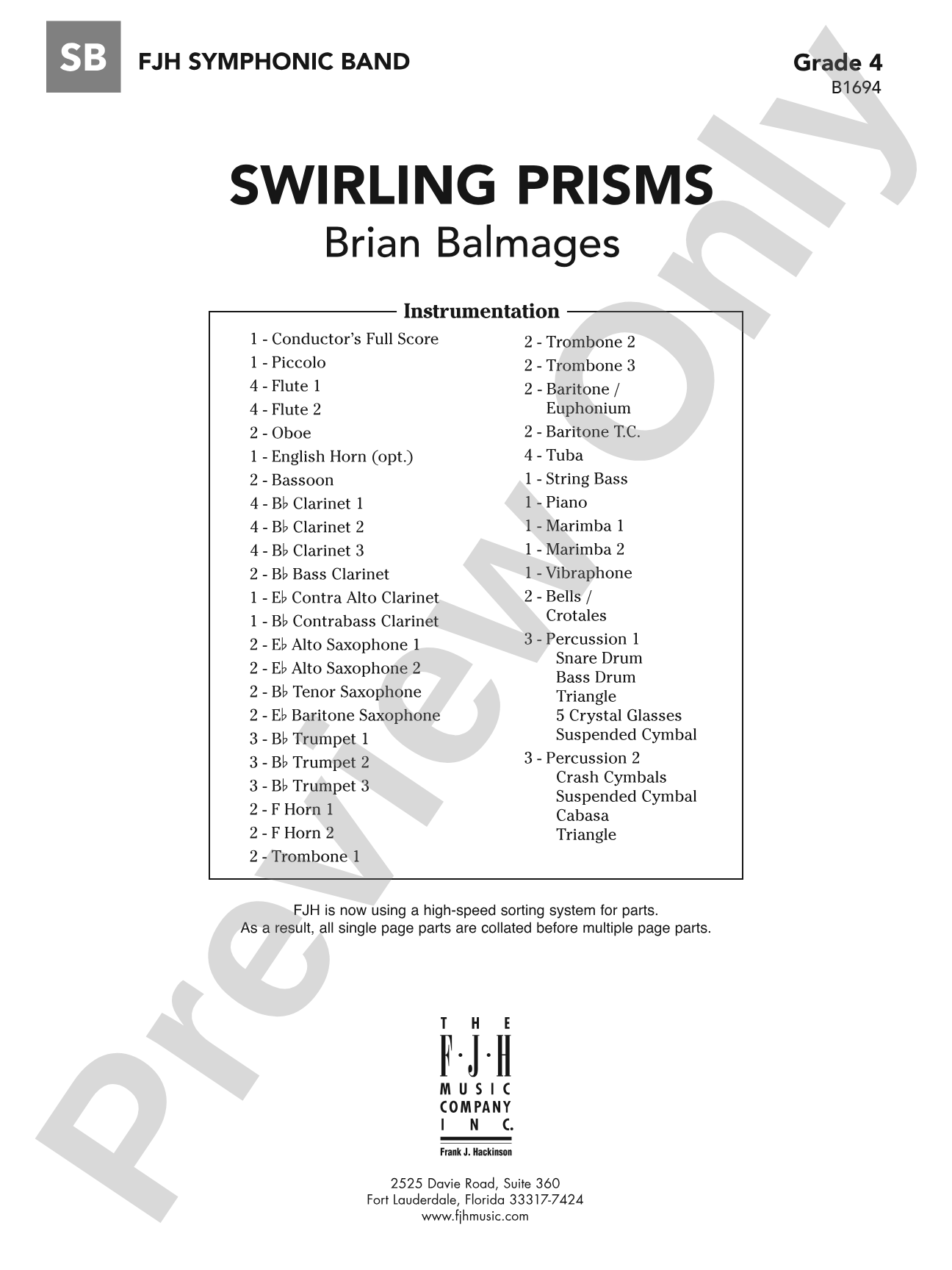 Swirling Prisms: Concert Band Conductor Score & Parts