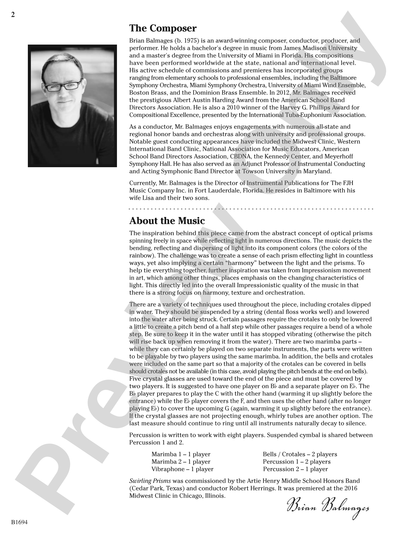 Swirling Prisms: Concert Band Conductor Score & Parts