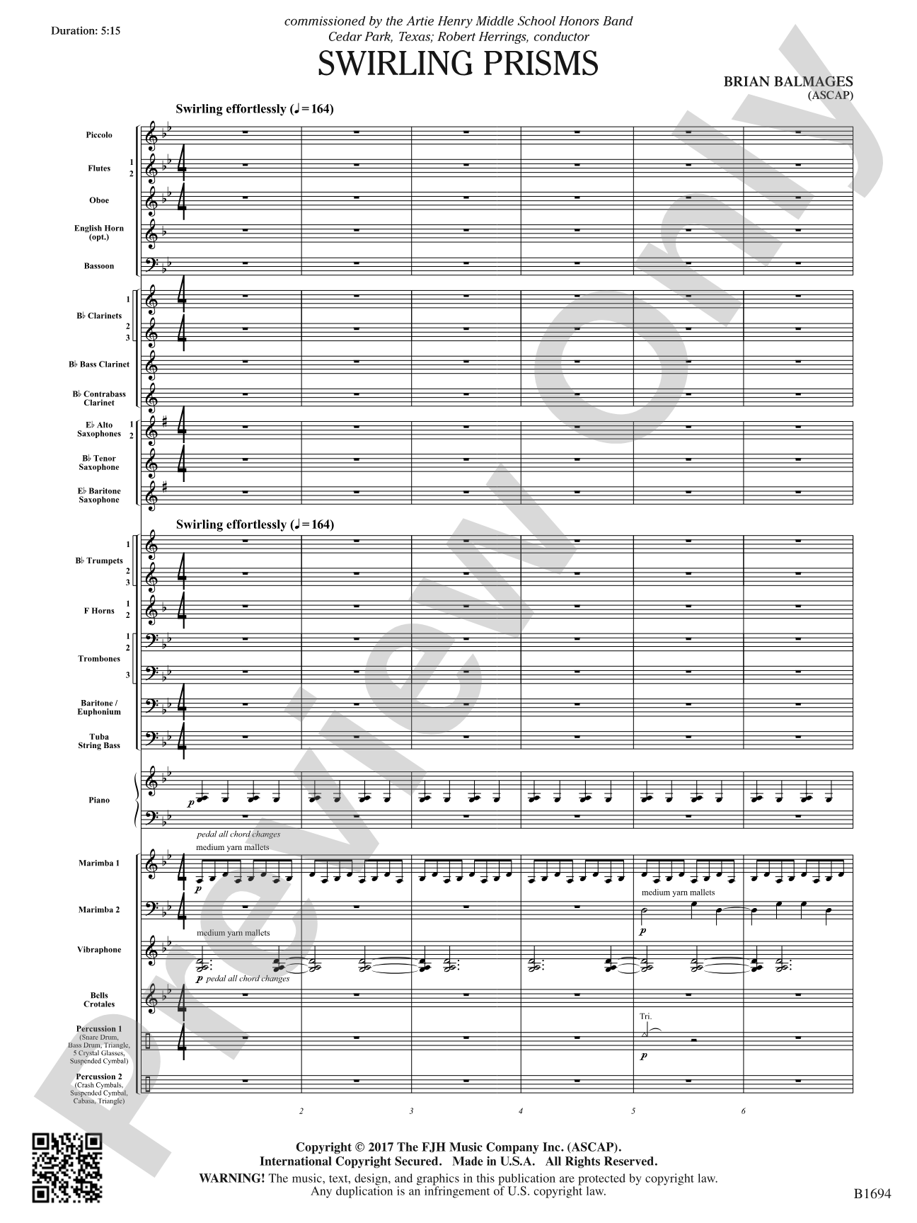 Swirling Prisms: Concert Band Conductor Score & Parts