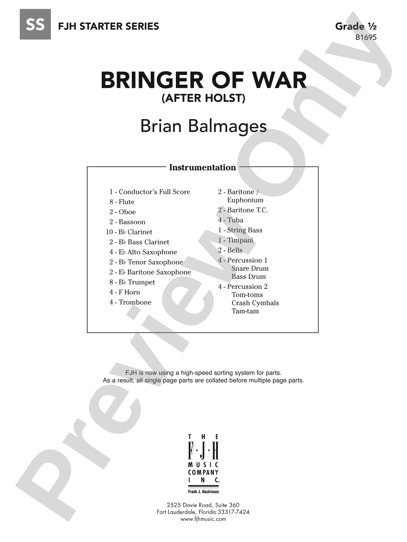 Bringer of War: Concert Band Conductor Score & Parts