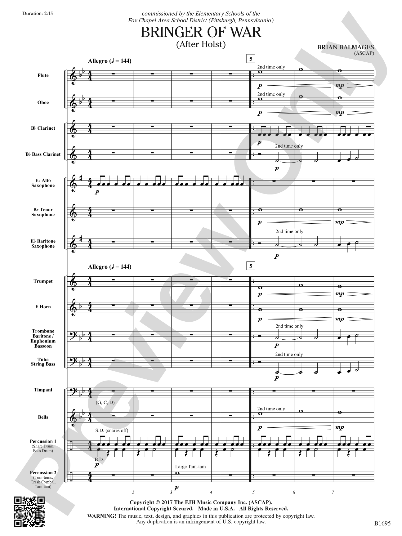 Bringer of War: Concert Band Conductor Score & Parts