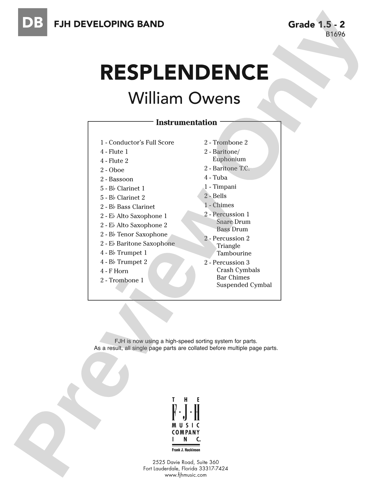 Resplendence: Concert Band Conductor Score & Parts