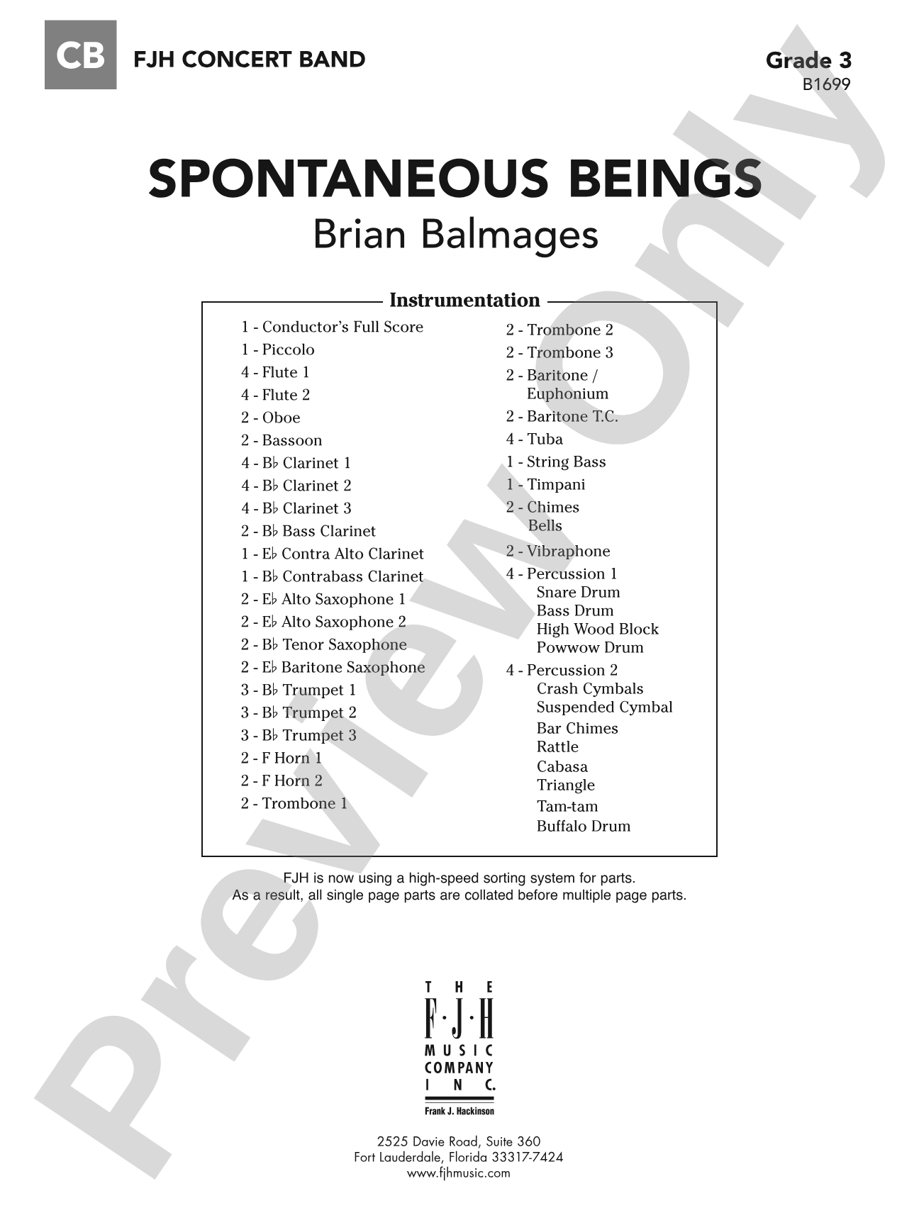 Spontaneous Beings: Concert Band Conductor Score & Parts