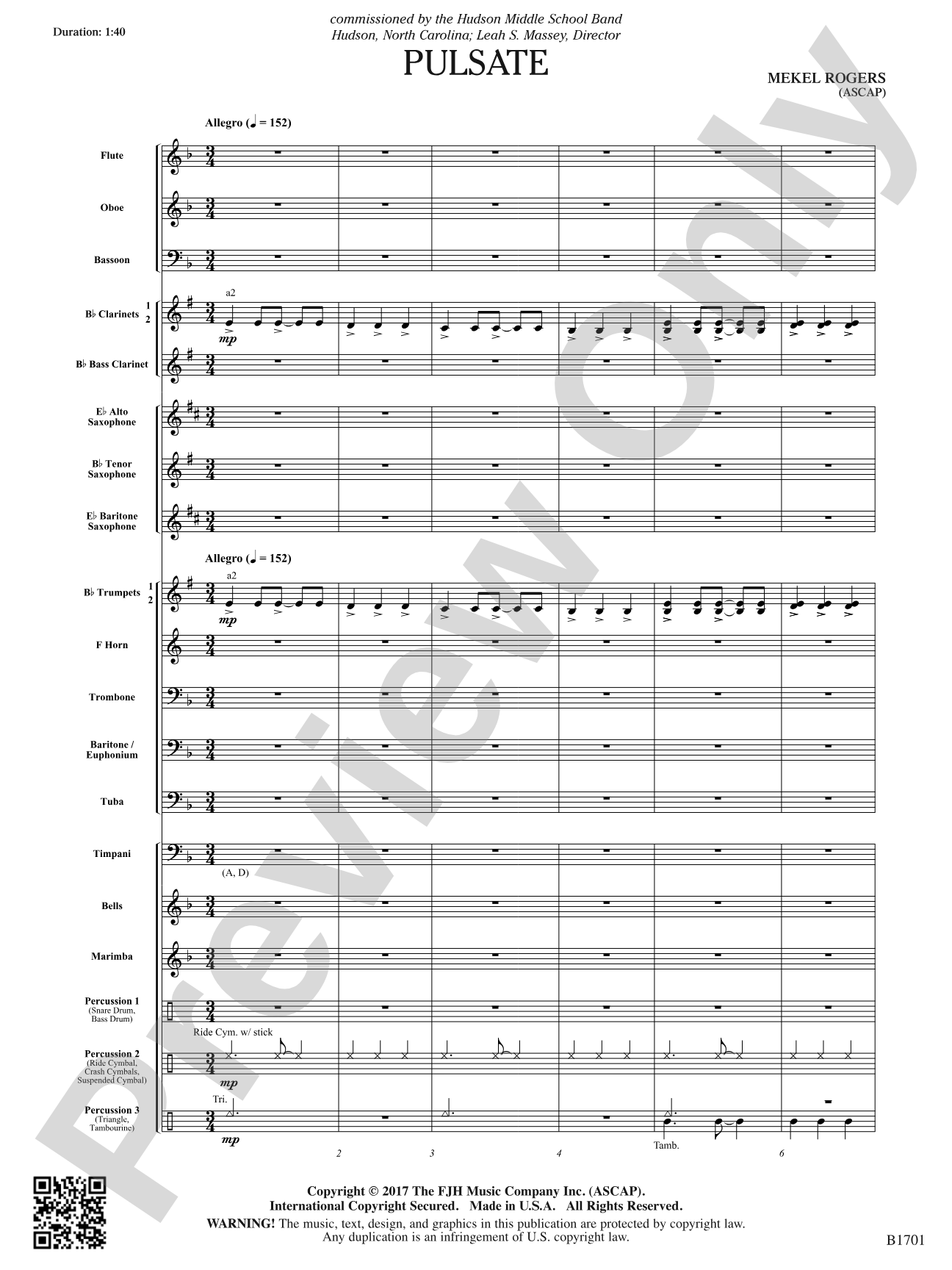Pulsate: Concert Band Conductor Score & Parts