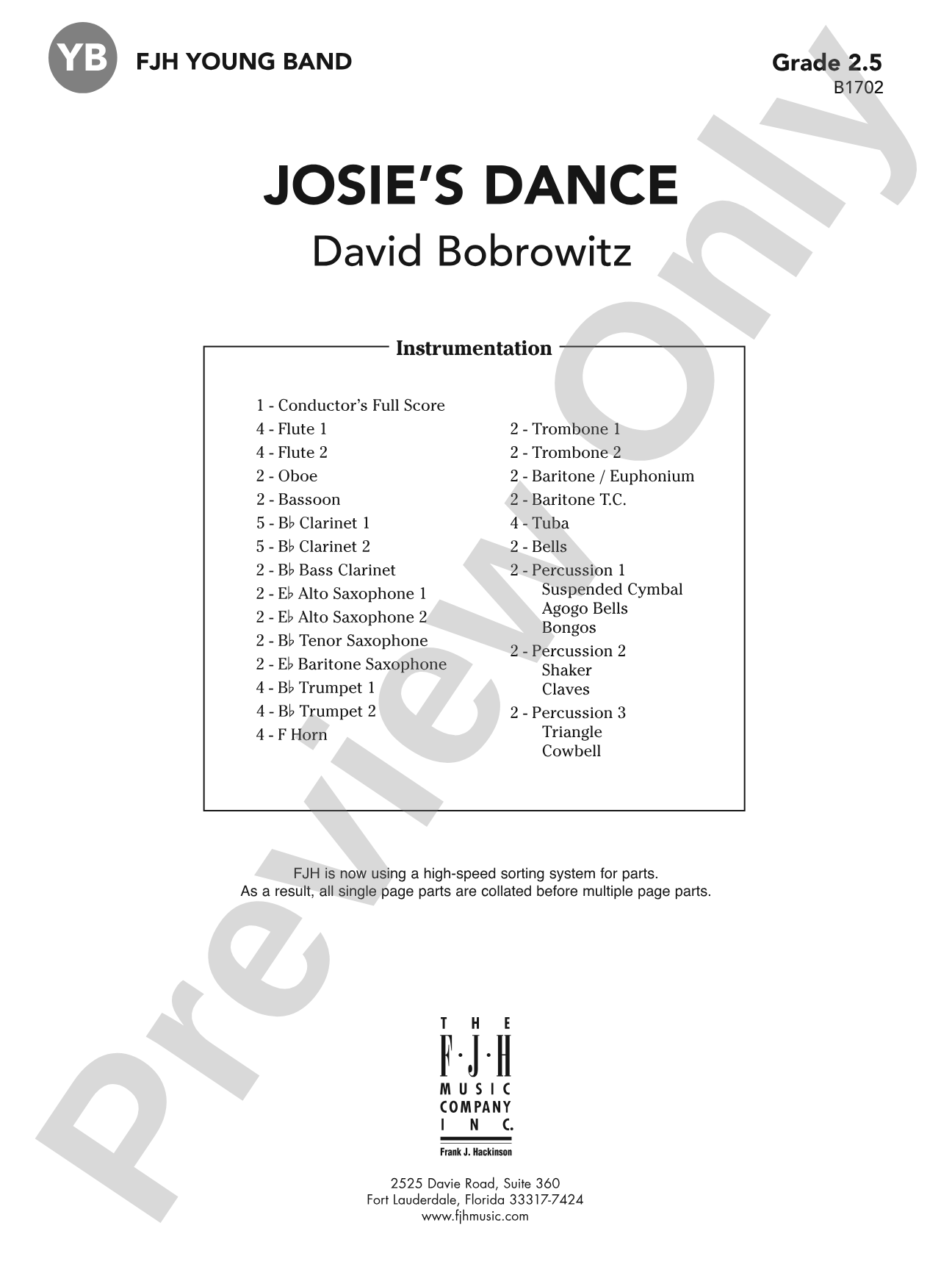Josie's Dance: Concert Band Conductor Score & Parts
